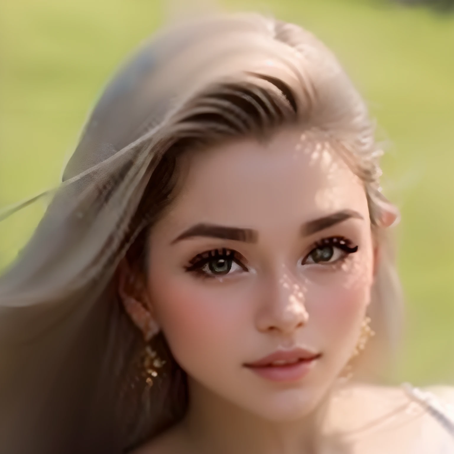 animesque、portraitures、One Person２０age、Pretty Woman、Moisturized eyes、Casual clothing、a picture、oval jaw、beautiful countenance、The hair、Silvery eyes with a beautiful shine,,、LDS Art