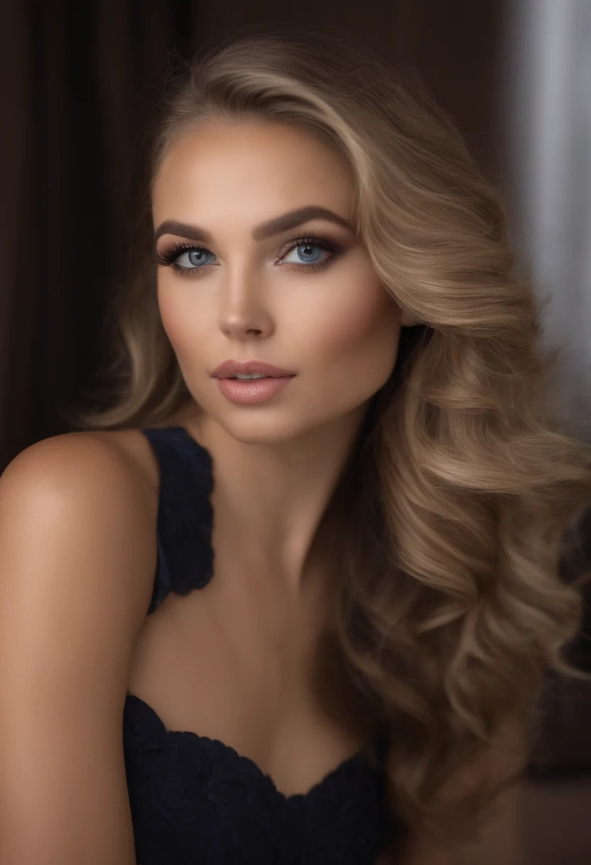 Arafed Full Woman, Sexy Meisje met Blauwe Ogen, , Ultra Realistisch, Minutieus Gedetailleerd, Portret van Sophie Mudd, Blond Haar en Grote Ogen, Selfie van een jonge vrouw, S Ogen, Violet Myers, Geen make-up, Natuurlijke make-up, Direct kijken naar de camera, gezicht artgram, subtiele make-up, Indrukwekkende foto van het hele lichaam samen met een vriendje, in een chique jurk, Middelgrote en grote borst, waardoor het gezicht duidelijk te zien is, portret