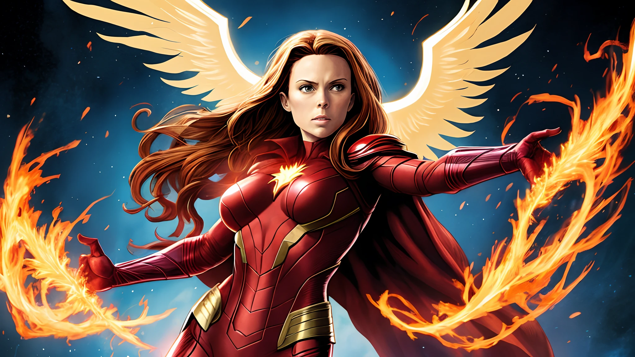 Scarlet witch with Phoenix Force powers mix
