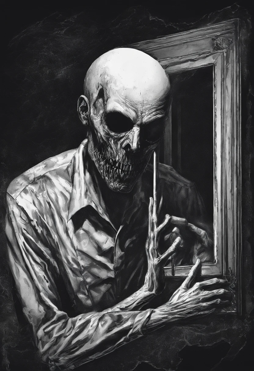 espelho, Blood and suicide A man looks at himself in the mirror