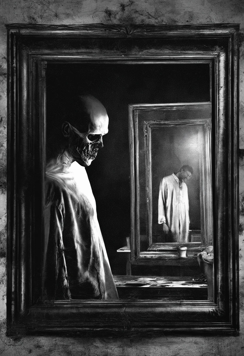 espelho, Blood and suicide A man looks at himself in the mirror