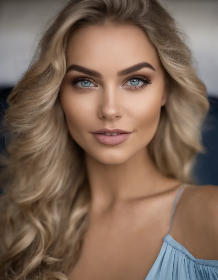 Gedaitaillerde omgeving, Arafed Full Woman, Sexy Meisje met Blauwe Ogen, , Ultra Realistisch, Minutieus Gedetailleerd, Portret van Sophie Mudd, Blond Haar en Grote Ogen, Beetje sproeten, Selfie van een jonge vrouw, S Ogen, Violet Myers, Geen make-up, Natuurlijke make-up, schuin kijken naar de camera, gezicht artgram, simpele make-up, In een minirok op een festival, Middelgrote en grote borst, waardoor het gezicht duidelijk te zien is
