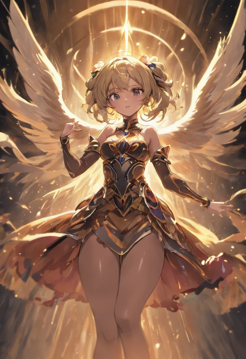 masutepiece、top-quality、The ultra -The high-definition、Transcendent Technique Illustration、Detailed full-body depiction、Very fine skin、suits、Perfect eye depiction、30-years old、Low body fat、Developed abs、long fluffy golden hair、Brown-skinned、Holding a sword in one hand、Nordic beauty、Proud、Perfect proportions、Colossal tits、big breasts thin waist、A sexy、maikurobikini、T back、armor on the shoulders、armor on the arms、耳环、Niō Standing、