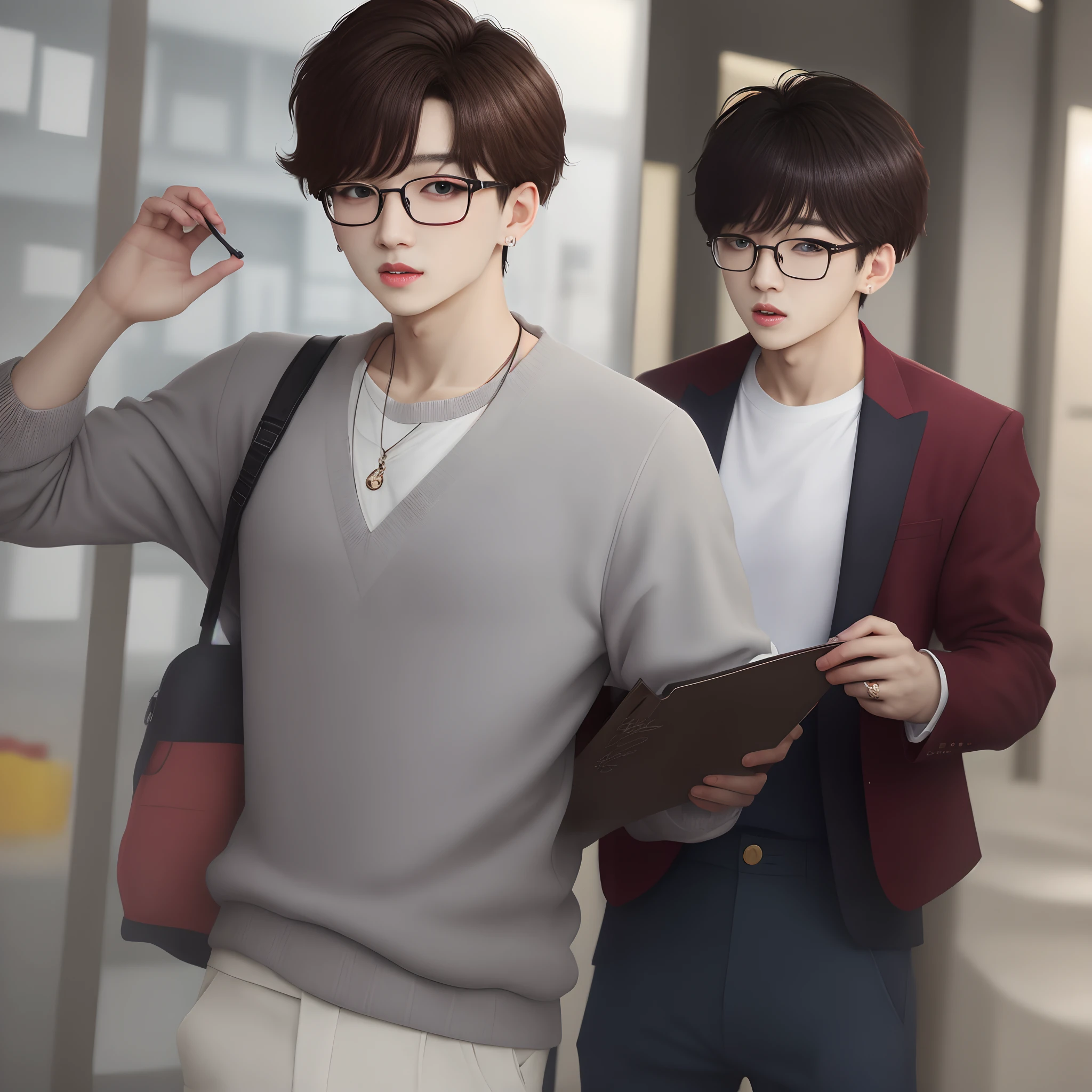 Jungkook wearing thin glasses