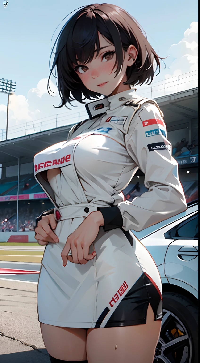 score_9, score_8_up, score_7_up, score_6_up, score_5_up, score_4_up
<lora:nagase-ponyxl-000045:1> reiko, dress, short dress, elbow gloves,
1girl, Race Track Pit Stop