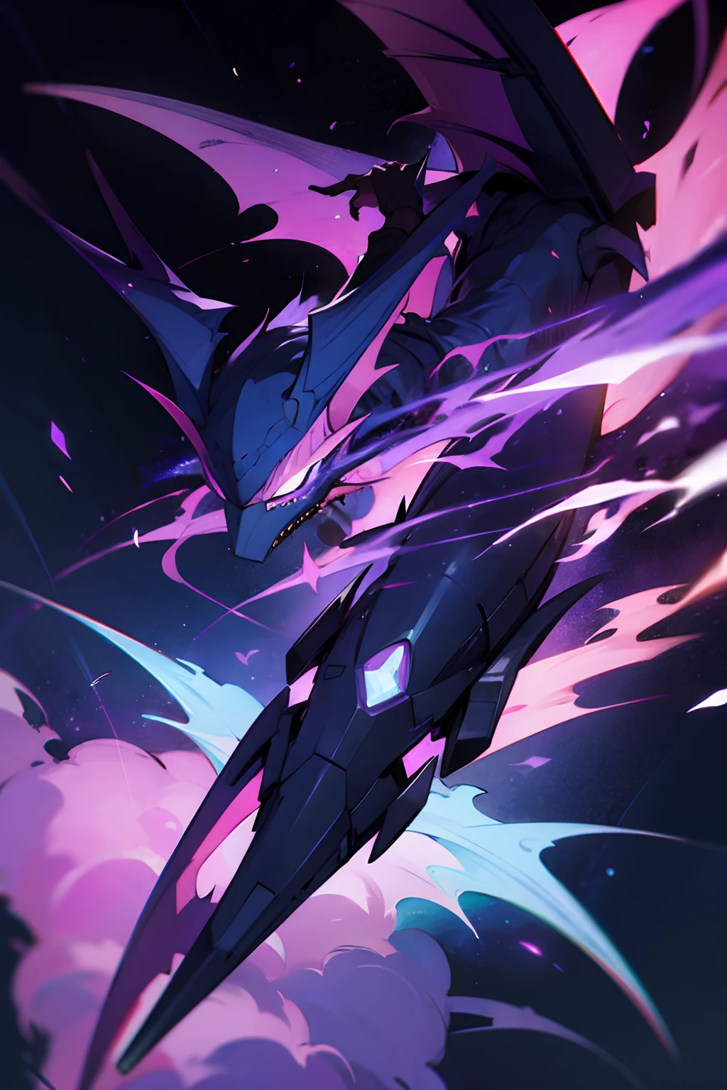 astral space wyvern covered in purple flames