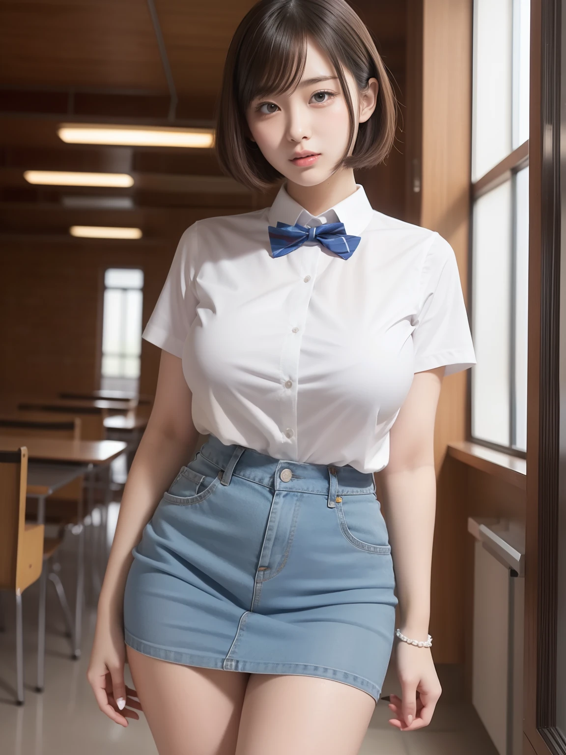 student clothes、high-school uniform、Colossal breasts、Voluptuous thighs、Facial expressions that you feel sexually、