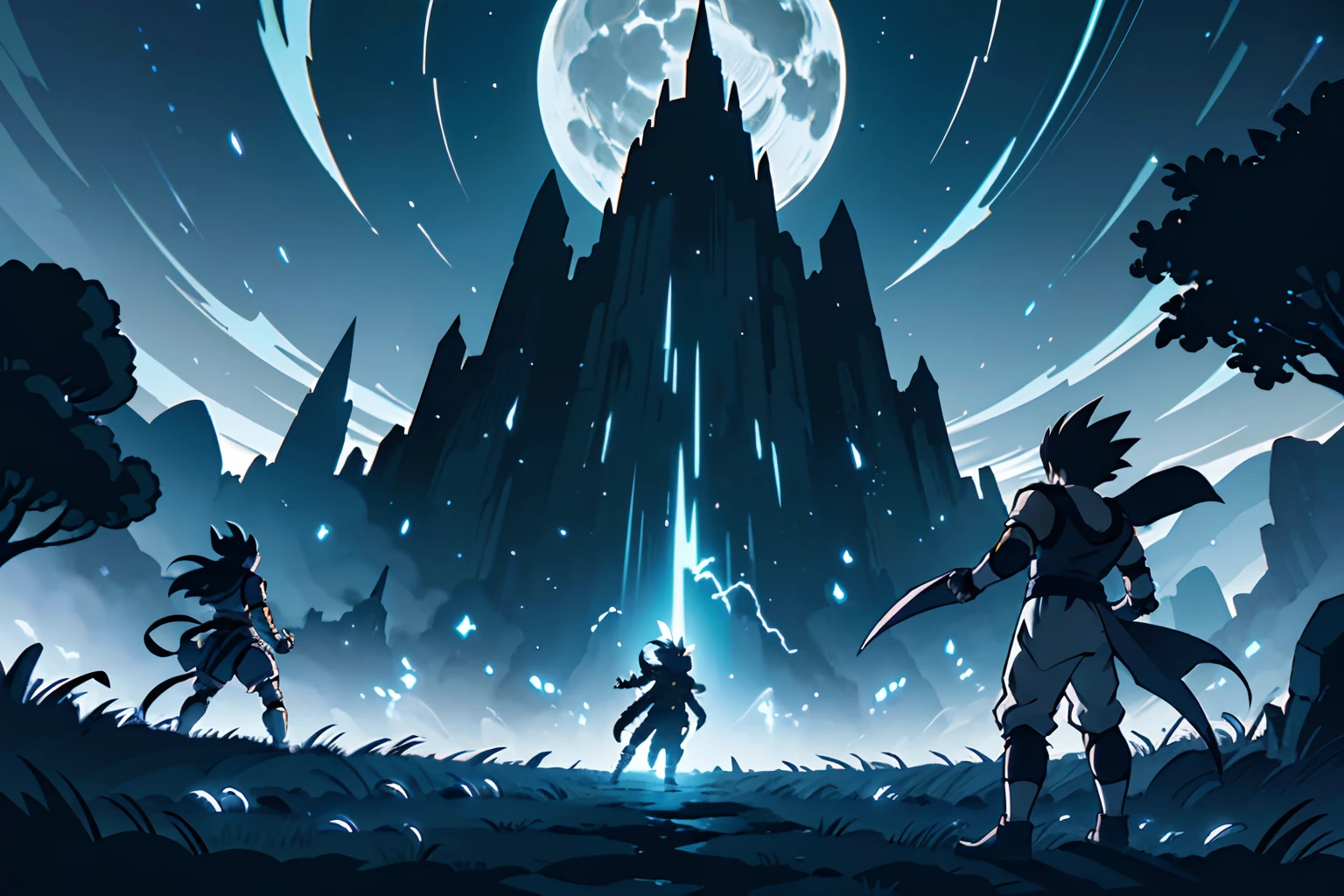 (best-quality:0.8), (best-quality:0.8), perfect anime illustration of a Gothic dragon ball battle field landscape, Bathed in shadows, ultrafine detailed, Dark, Naturecore, Accent lighting, Low shutter, Kodak portra, Luminous trails, key visual, artstation, highly detailed