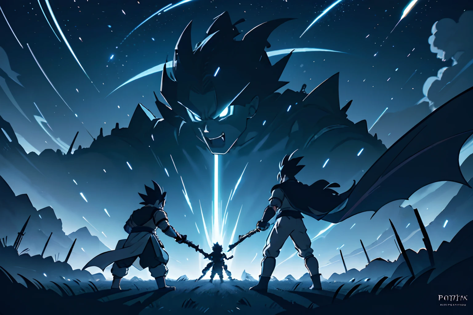 (best-quality:0.8), (best-quality:0.8), perfect anime illustration of a Gothic dragon ball battle field landscape, Bathed in shadows, ultrafine detailed, Dark, Naturecore, Accent lighting, Low shutter, Kodak portra, Luminous trails, key visual, artstation, highly detailed