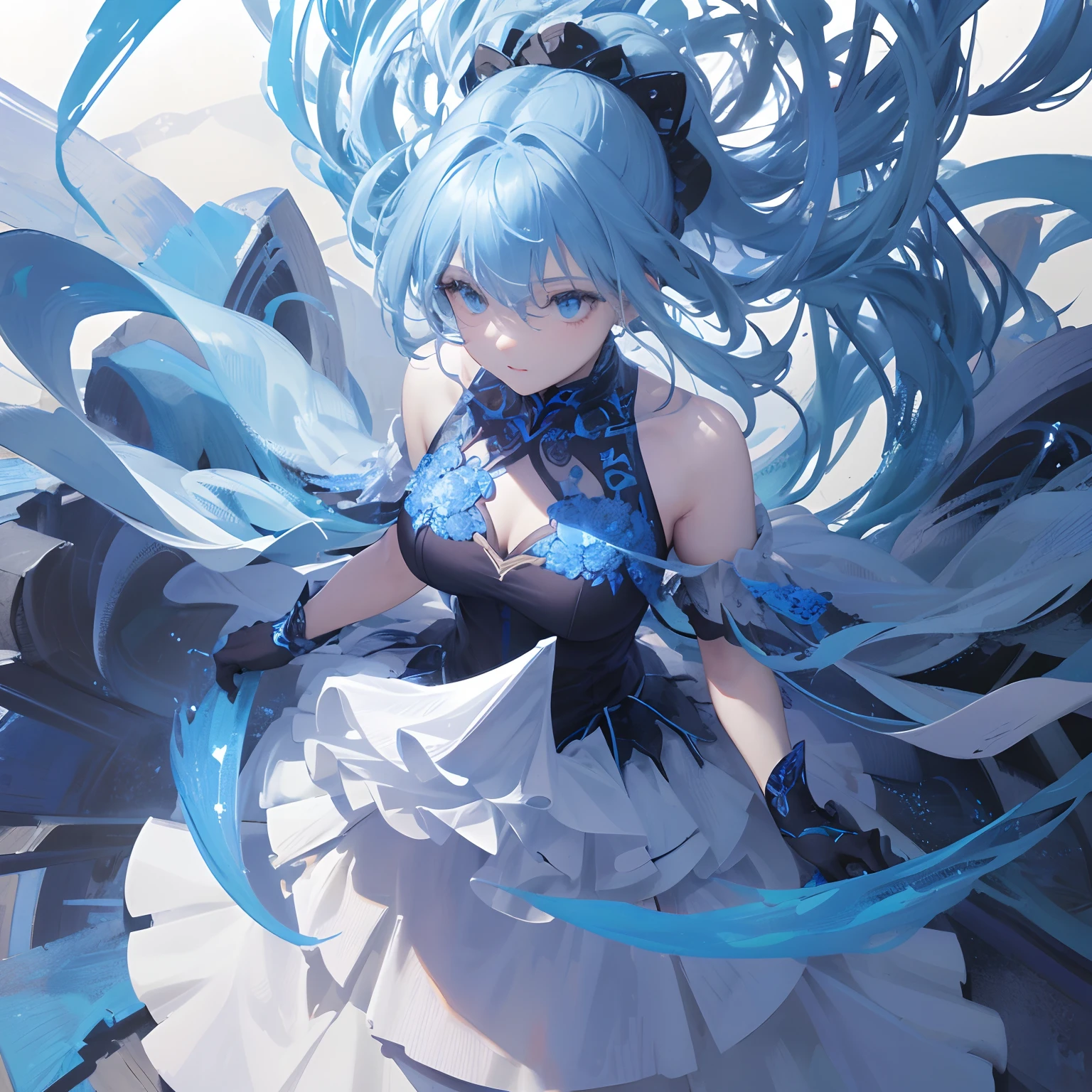 Create something highly detailed, Best Quality, In a high-resolution masterpiece depicting the Ambral elemental、A perfect shadow of blue energy permeates the non-humanoid figure, High-quality shading, Photorealistic,
