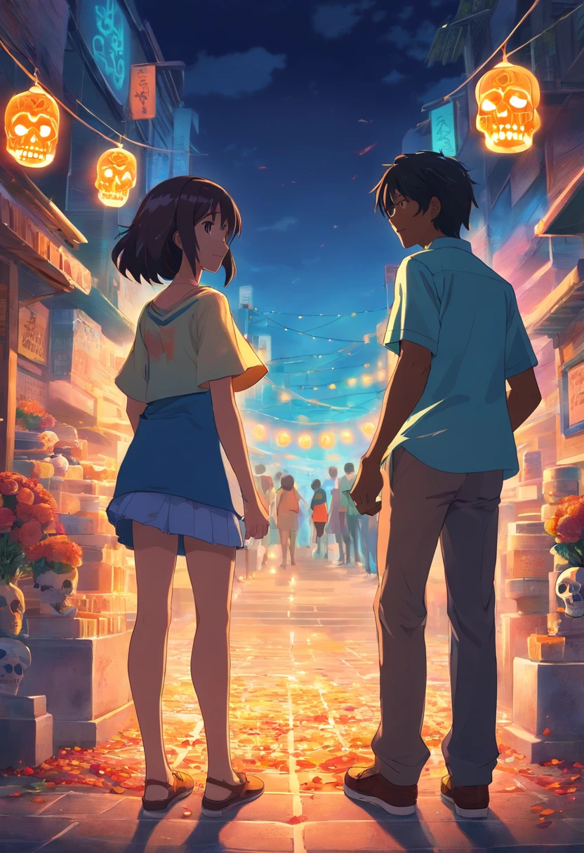 Casal, Day of the Dead, pele negra, anime
