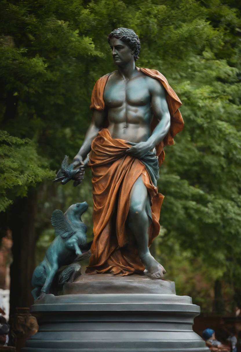 a statue putint a dugger in another statue back, murder, revenge, anger.