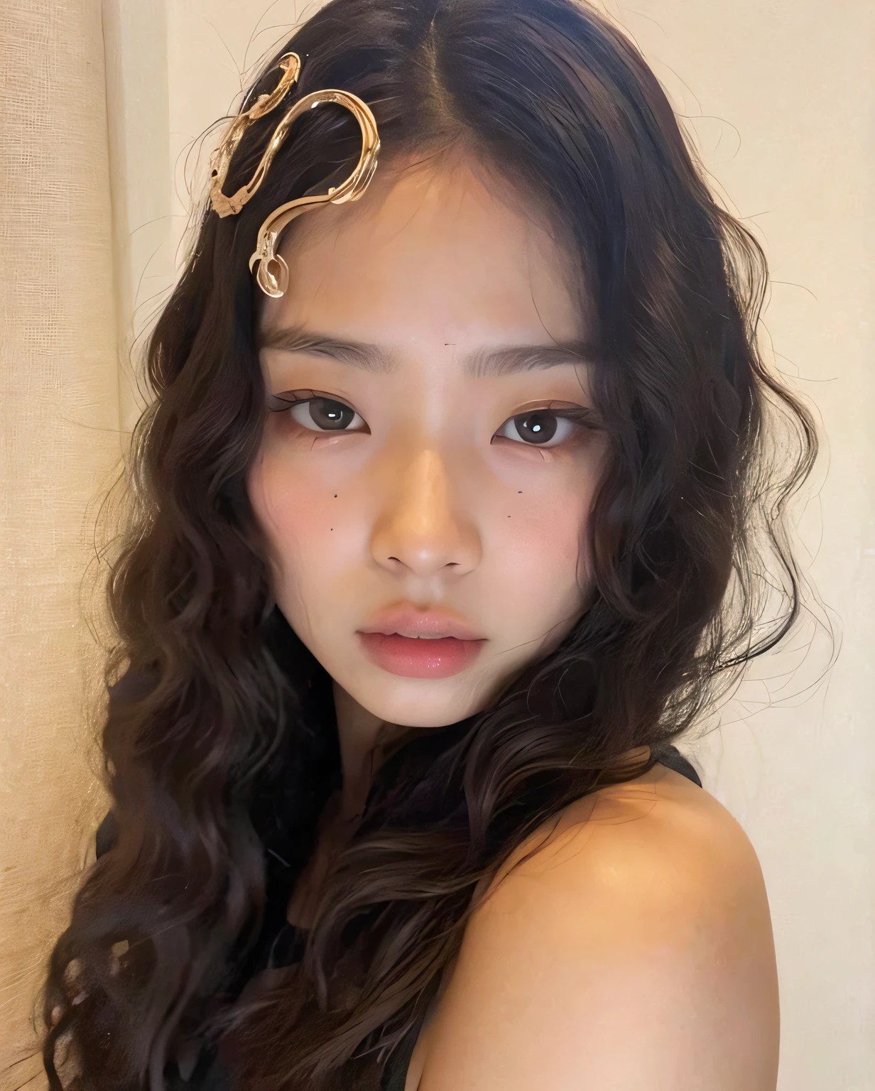 Muchacha arafed con el pelo largo con una pinza dorada para el pelo, Blackpink Jennie, Jaeyeon Nam, Gongbi, Lalisa Manobal, Heonhwa Choe, young cute wan asian face, Jossi de Blackpink, Asian face, a young asian woman, Wenfei Ye, young asian woman, Lee Ji - Eun, Lee Ji-eun