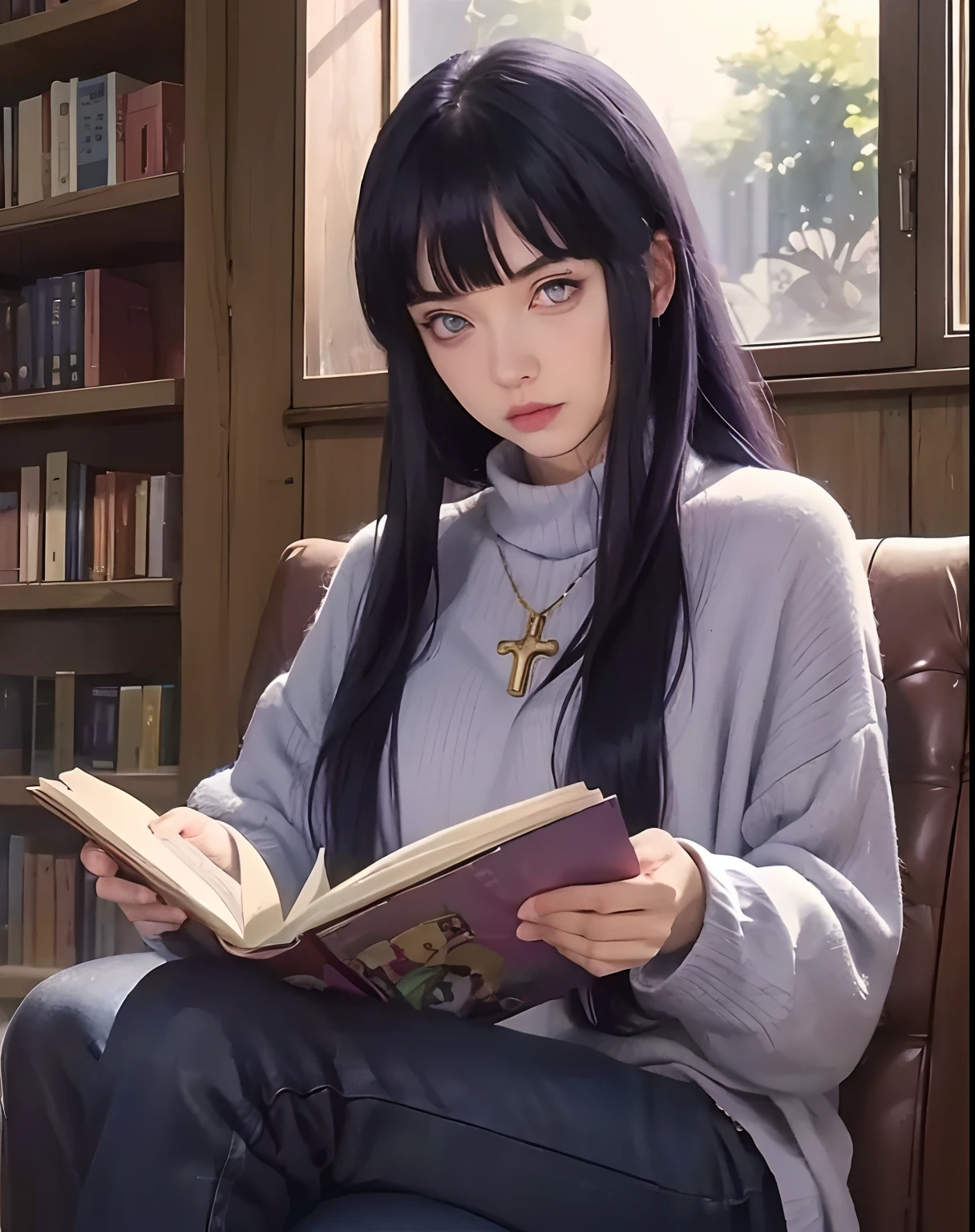 ultra-realistic realism， Ray traching， realisticlying， hyper HD， high detal， 32k， best qualtiy， textureskin，1girl，disdain，whaite hair，orthofacial，smokeing，sportrait，looking at viewert，Facial portrait ,photos anime in realistic,Hinata Hyuga and anime, Naruto , realistic Lux 1girl