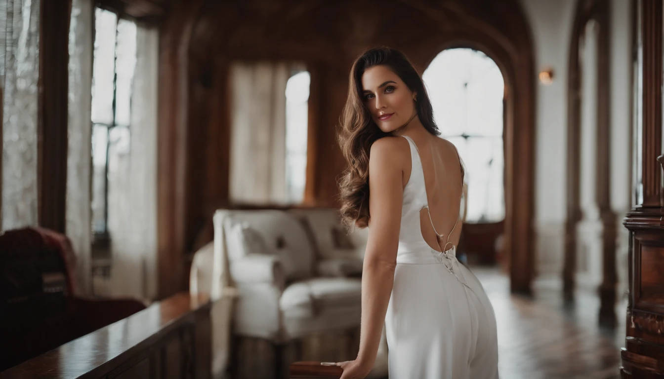 25-year-old woman, A MILF, RAW photos, bokeh , (realisticlying:1.5), 8k wallpaper, slender body, B cup breasts,Half of the breasts are exposed, serious, digital SLR camera, gentlesoftlighting, high high quality, White corset,White 7-point pants,White high heels,Look at the angle from the bottom up,full bodyesbian, parks