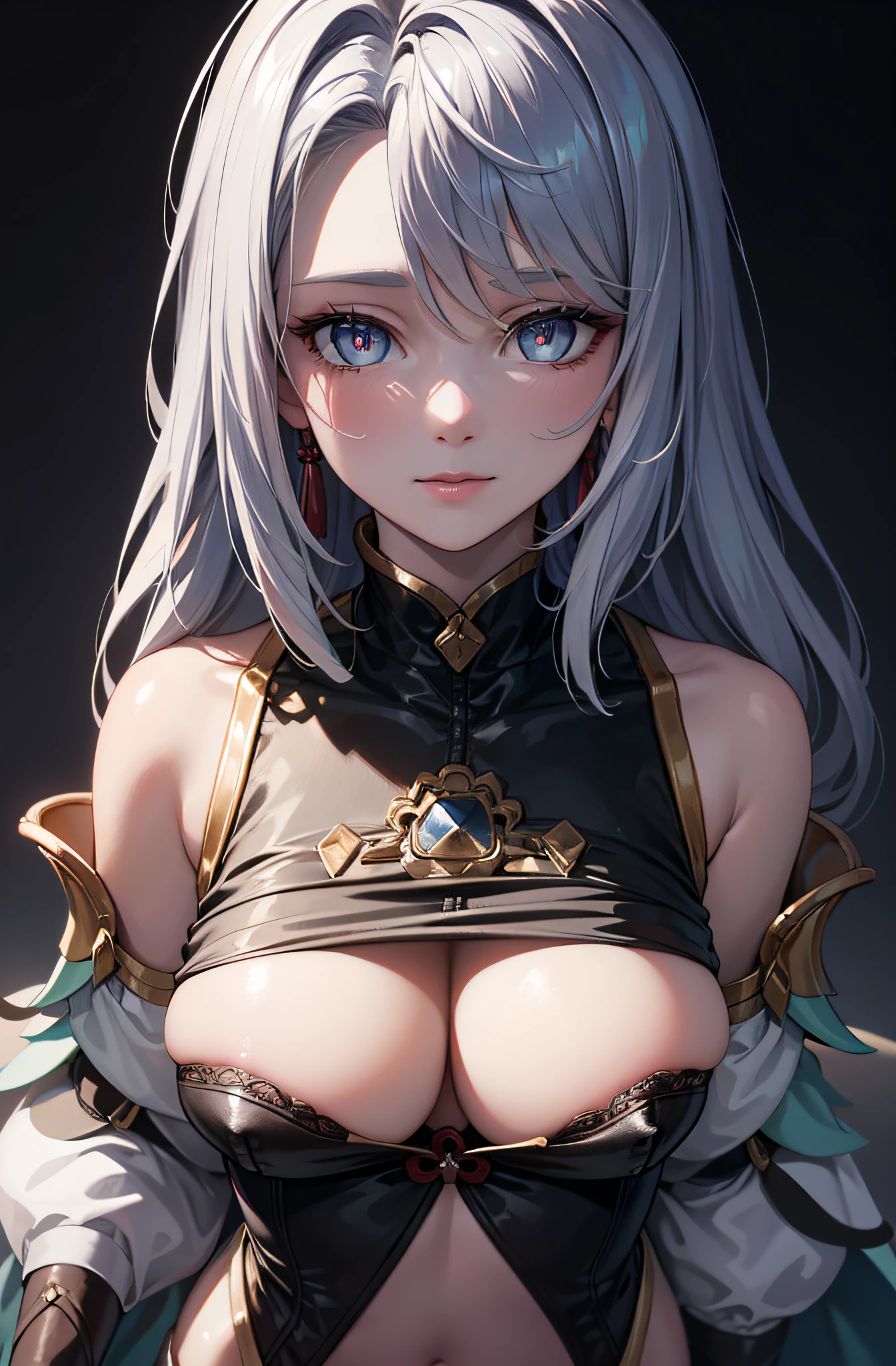 closeup face, detailed digital anime art, Anime with small details, Best Quality, Masterpiece, Ultra-detailed, Beautiful, hight resolution, Original,CG 8K ультрареалистичный, perfect artwork, beatiful face, Face Clean, Skin, hyper realistic, Ultra Detailed, A detailed eye, dramatic lighting, (Realistic) Realistic, Full HD, Best Quality, Best Quality, Beautiful lighting, (8k wallpaper of extremely detailed CG unit), High Details, sharp-focus, The art of dramatic and photorealistic painting, Sexy Lingerie, Lustful smile, lust, Обтягивающий good, pretty eyes, little chest,