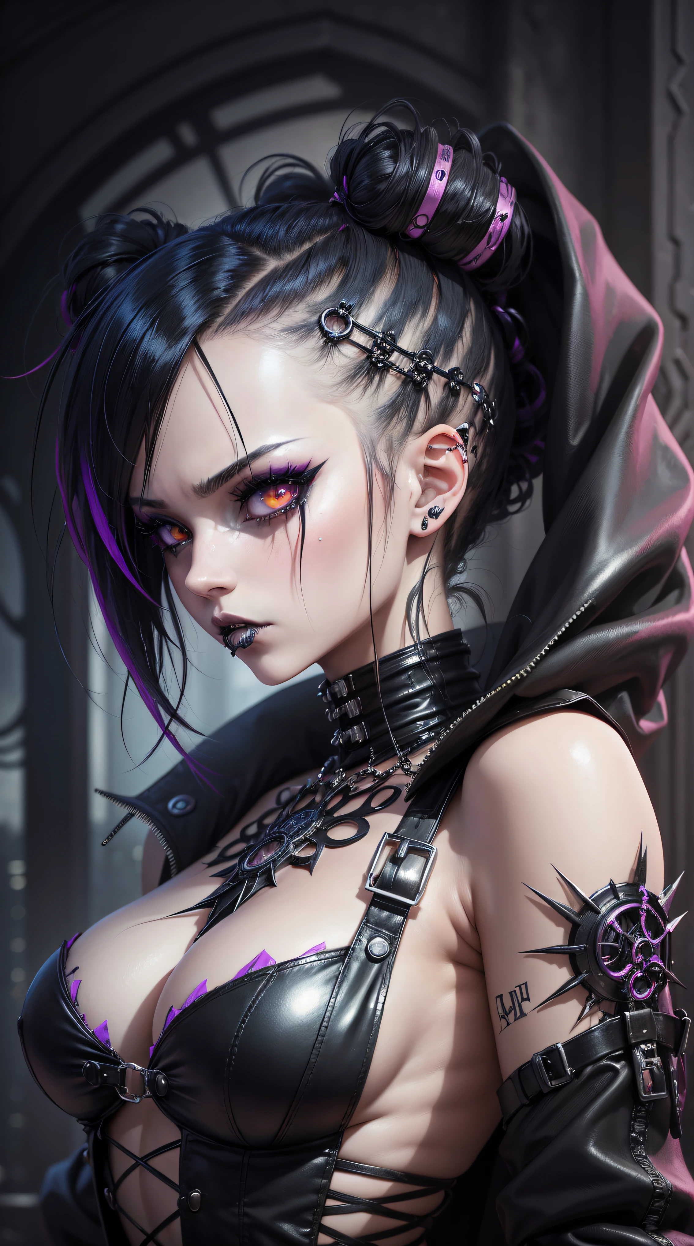 a close up of a person with a weird face and nails, gothic maiden anime girl, gothic - cyberpunk, cyberpunk horror style, gothic art style, detailed digital anime art, gothic art, demon anime girl, gothic girl face, anime style 4 k, dark art style, anime cyberpunk art, gothic aesthetic, 1 7 - year - old anime goth girl, gothic horror vibes