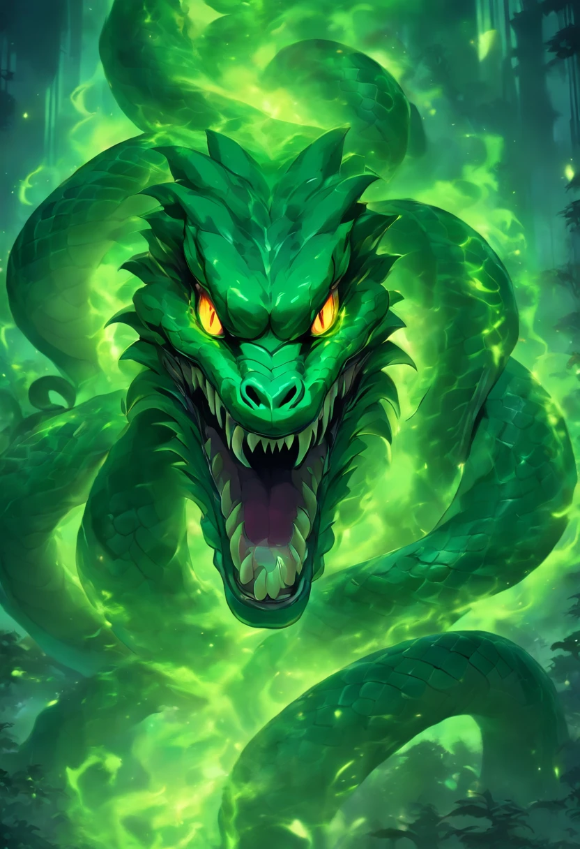 gorgon monster,green glowing eyes,viperous snakes hair,vivid scales,wrathful expression,detail-oriented face,vengeful gaze,dark atmosphere,dramatic lighting,mythological horror,scary concept art,haunting portrait,highres,masterpiece:1.2,ultra-detailed,photorealistic:1.37,vivid colors,emerald green,menacing presence,terrifying beauty,sharp focus,evil in human form,animated snakes,horrifying transformation,stone-cold stare,ethereal glow,dangerous goddess,otherworldly creature,lurking in shadows,sinister serpent,wicked curses,vengeance unleashed,mythical powers,petrifying gaze,poisonous aura,intense rage,cursed figure,unleashing chaos,spellbinding artwork,nightmarish vision,ultra-fine painting