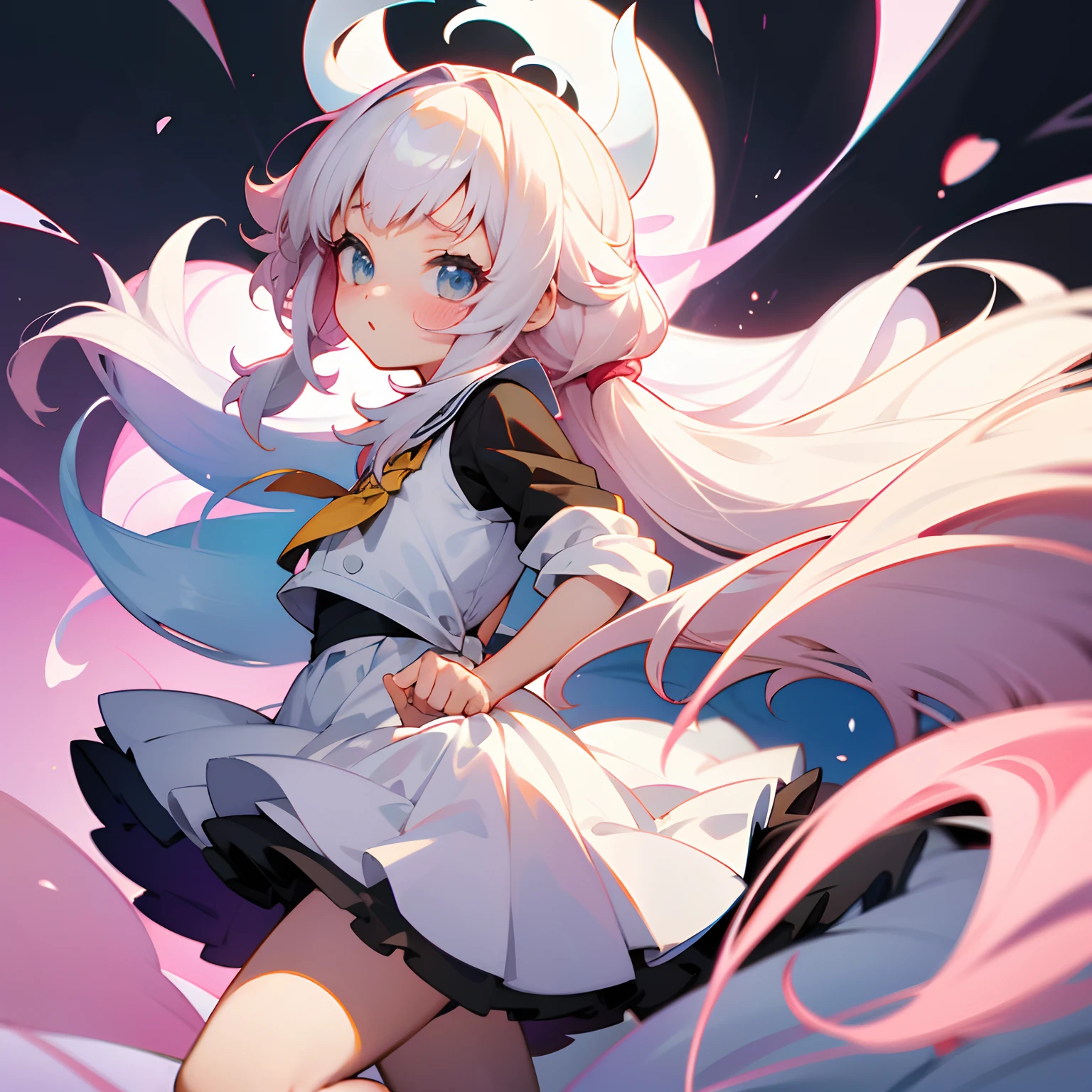 (Modo anime), loli pechugona, pelo blanco con toques rosas