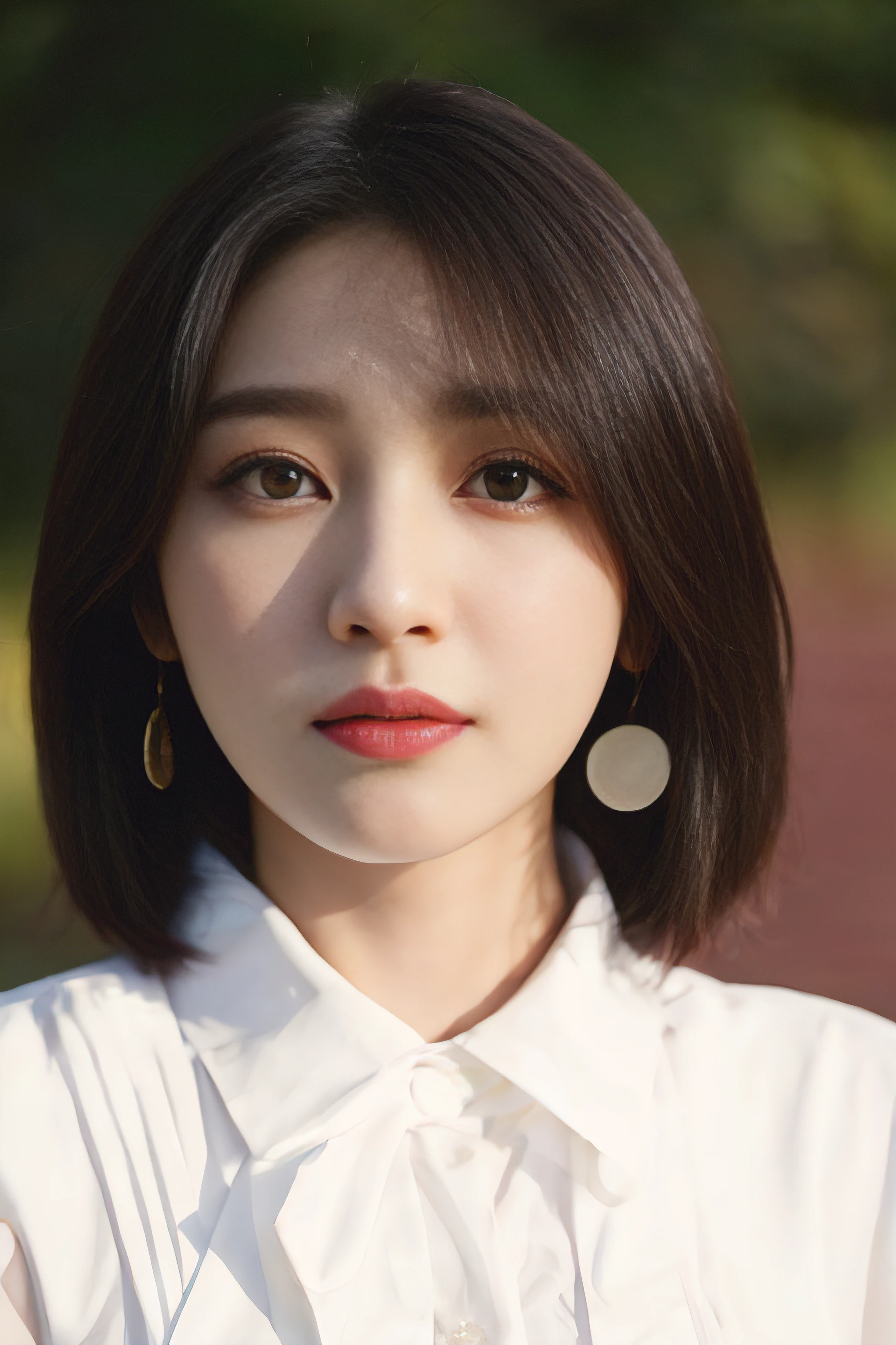 There was a woman standing on the grass, Choi Hyun-hwa, Lee Ji-eun, lee ji eun, shin min jeong, seseon yoon, portrait of female korean idol, sangsoo jeong, sun yunjoo, Kim Tae-joon, park jimin, jaeyeon nam, with short hair, korean artist