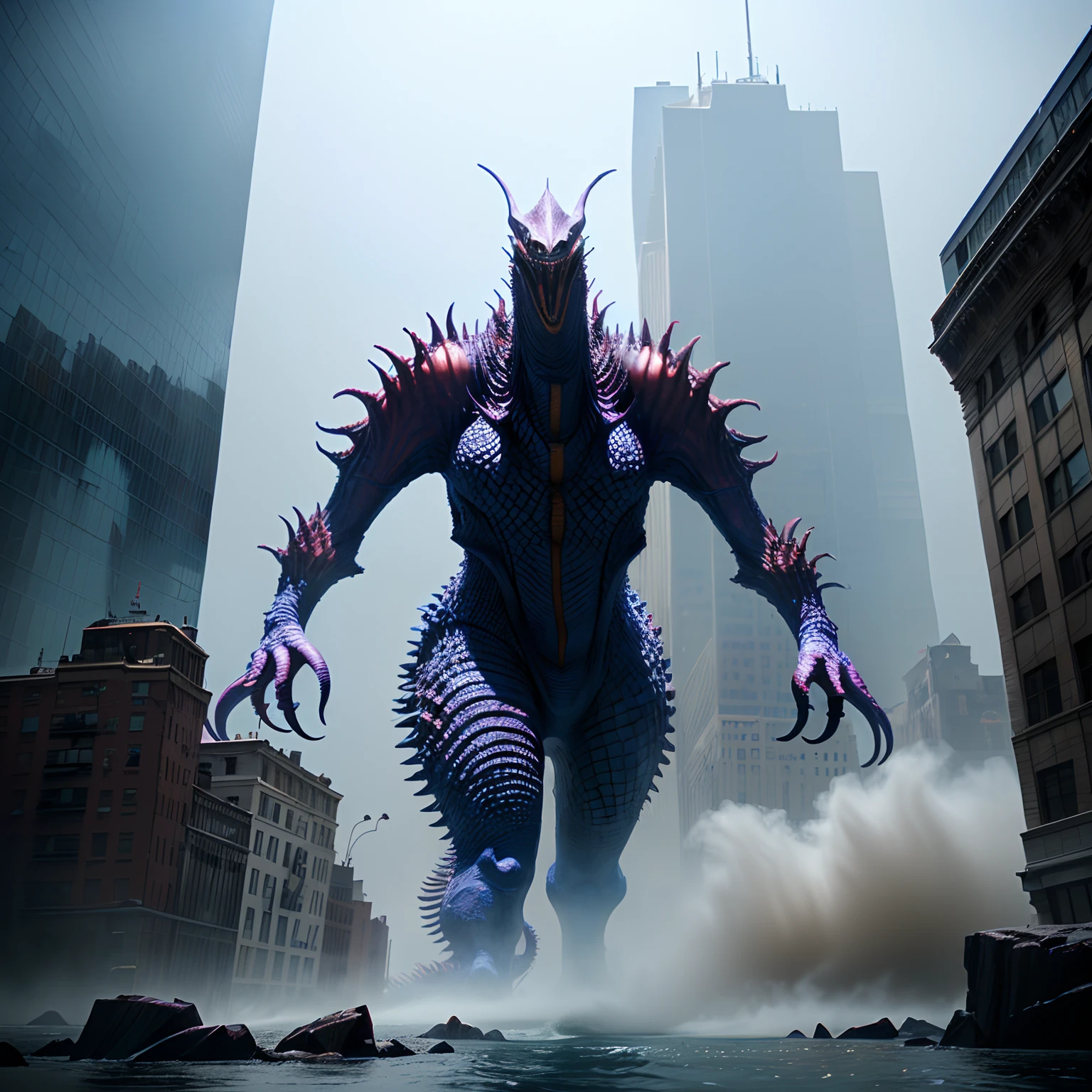 bizarre alien creature, giant kaiju starfish monster, surrealism, looming creature with a long, kaiju towering above new york, kaiju cephalopod, nanotech demonic monster horror, scary monster statues, bizarre alien creature, giant kaiju starfish monster