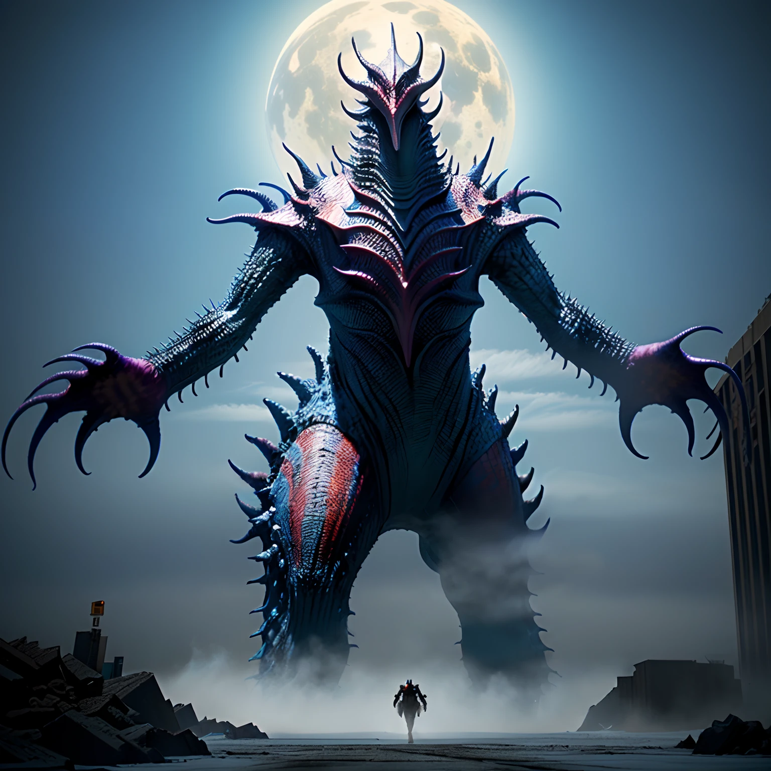 bizarre alien creature, giant kaiju starfish monster, surrealism, looming creature with a long, kaiju towering above new york, kaiju cephalopod, nanotech demonic monster horror, scary monster statues, bizarre alien creature, giant kaiju starfish monster