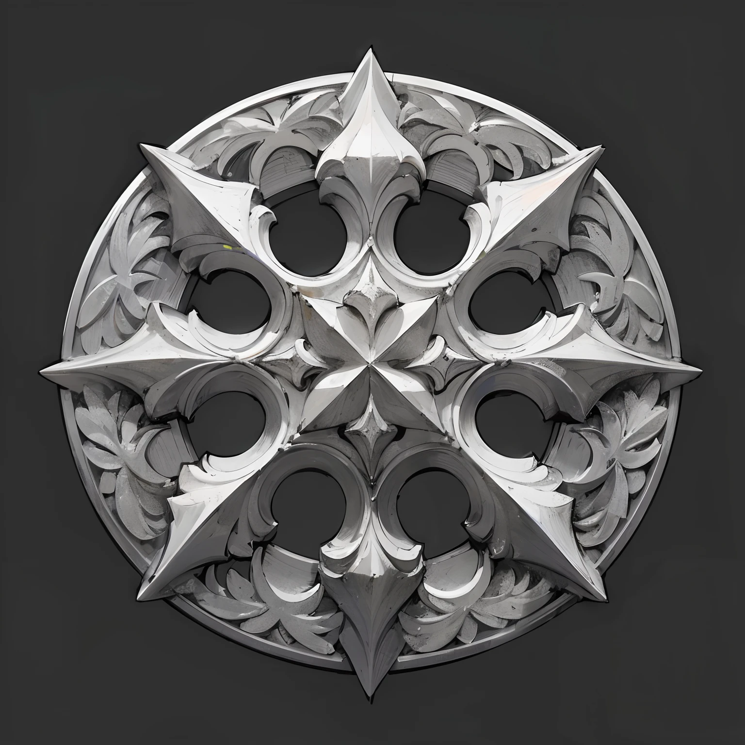 fleur-de-lis, dxf data, no human, monochrome, Radial pattern in 3 directions