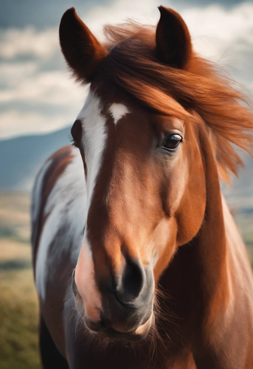 Create a horse logo to symbolize independence. there is a bright blush on the head