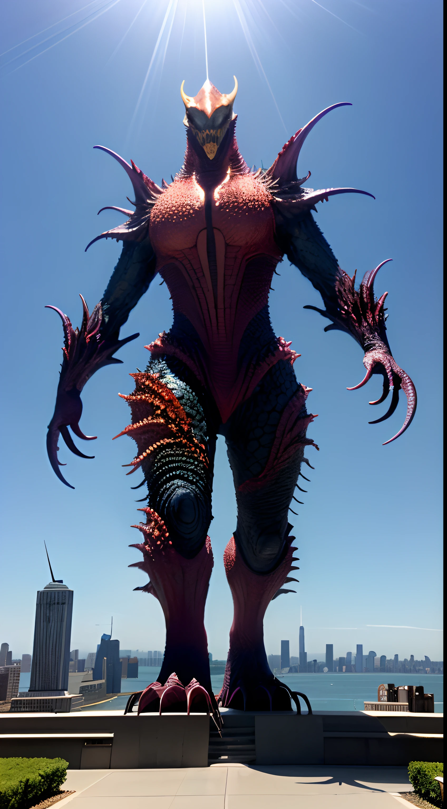 bizarre alien creature, giant kaiju starfish monster, surrealism, looming creature with a long, kaiju towering above new york, kaiju cephalopod, nanotech demonic monster horror, scary monster statues, bizarre alien creature, giant kaiju starfish monster