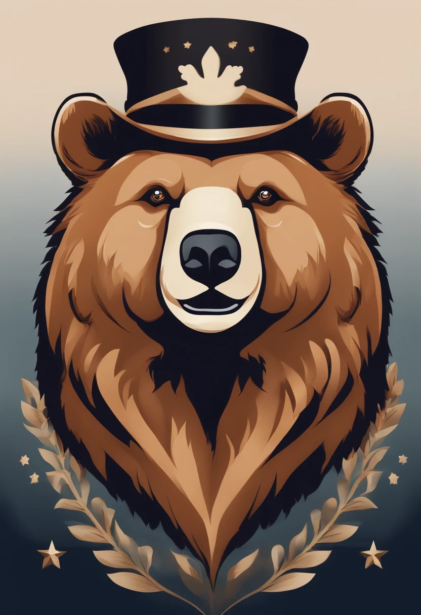 Create a bear logo to symbolize independence. there is a bright blush on the head