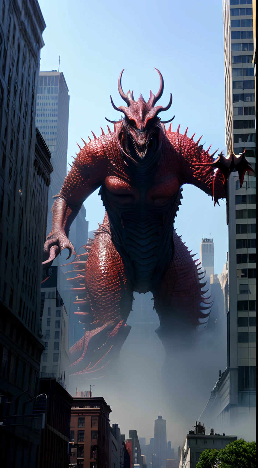 bizarre alien creature, giant kaiju creepie monster, surrealism, looming creature with a strong power, kaiju towering above new york, kaiju cephalopod monster, nanotech demonic monster horror, scary monster statues, bizarre alien creature, giant kaiju monster destroying city