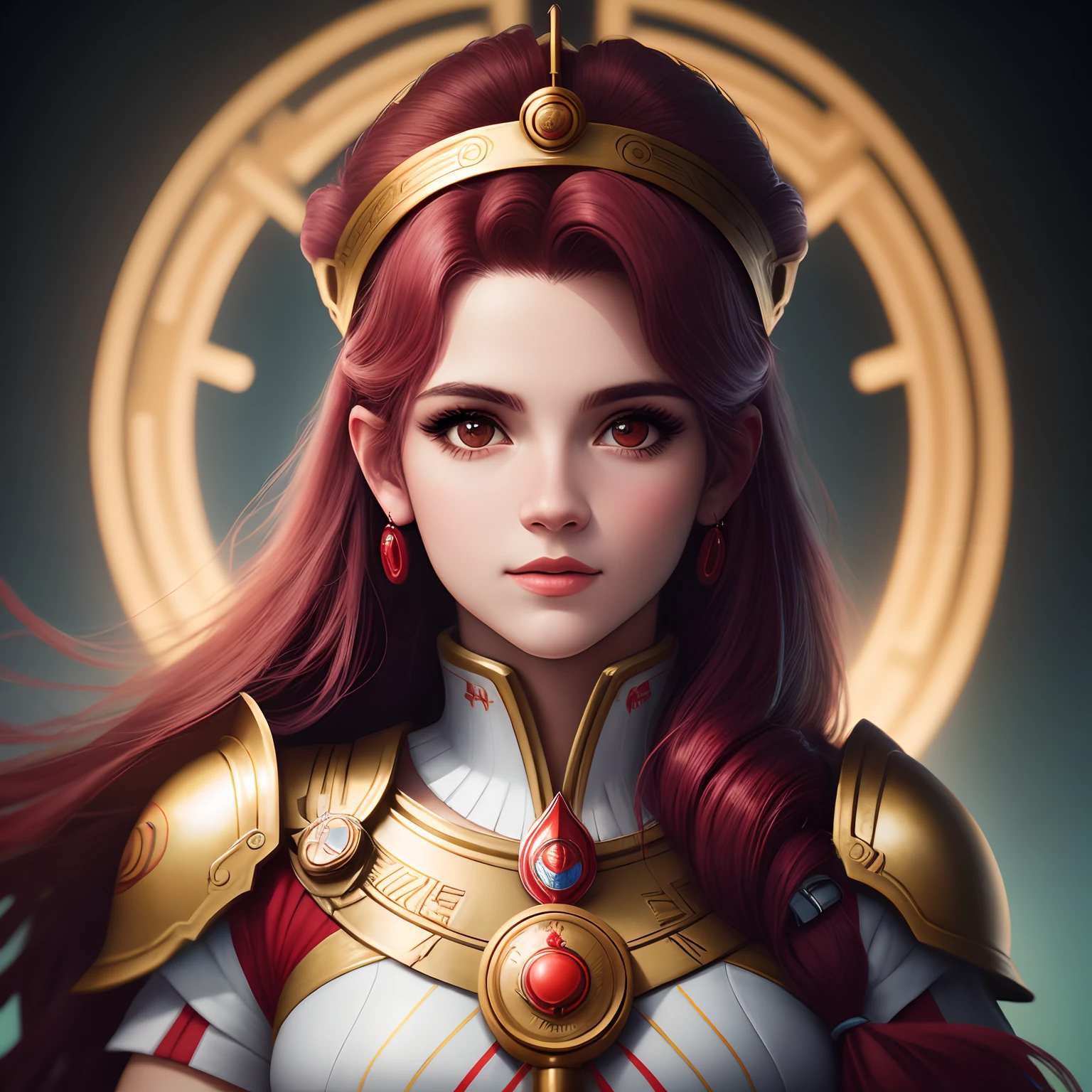 retrato Athena vestindo um vermelho bonito, cinemactic, ultra-detalhado, 16k resolution):