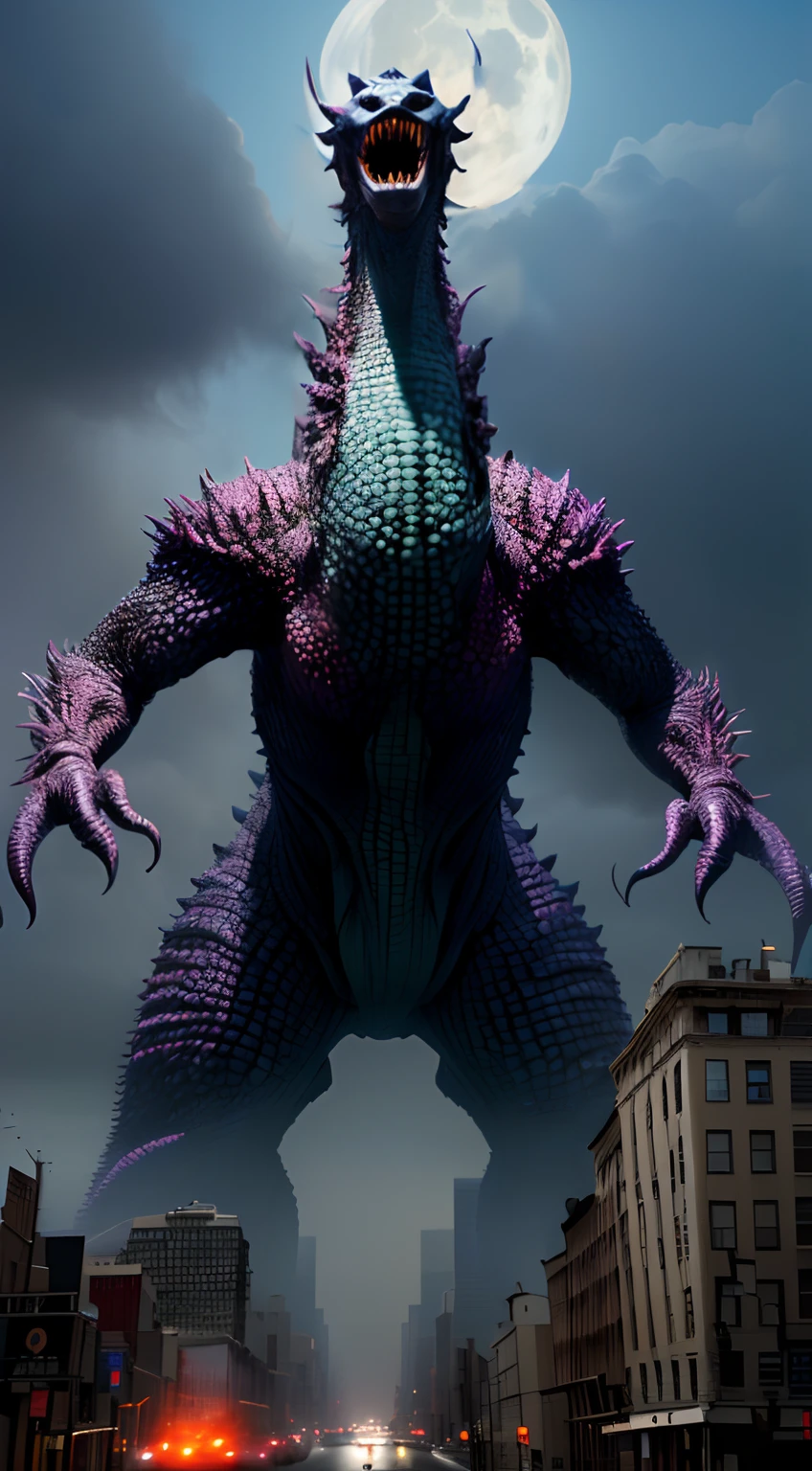 bizarre alien creature face withmouth open, giant kaiju creepie monster mouth, surrealism, looming creature with a strong power, monster mouth scary, horror face