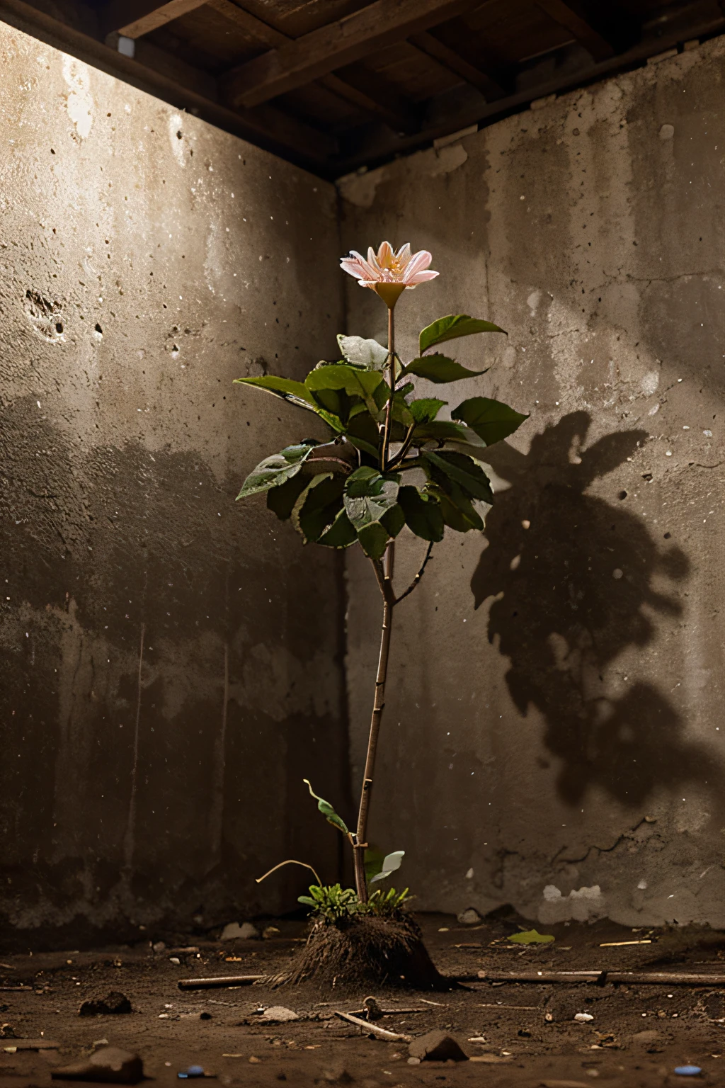 A flower growing in a challenging environment.