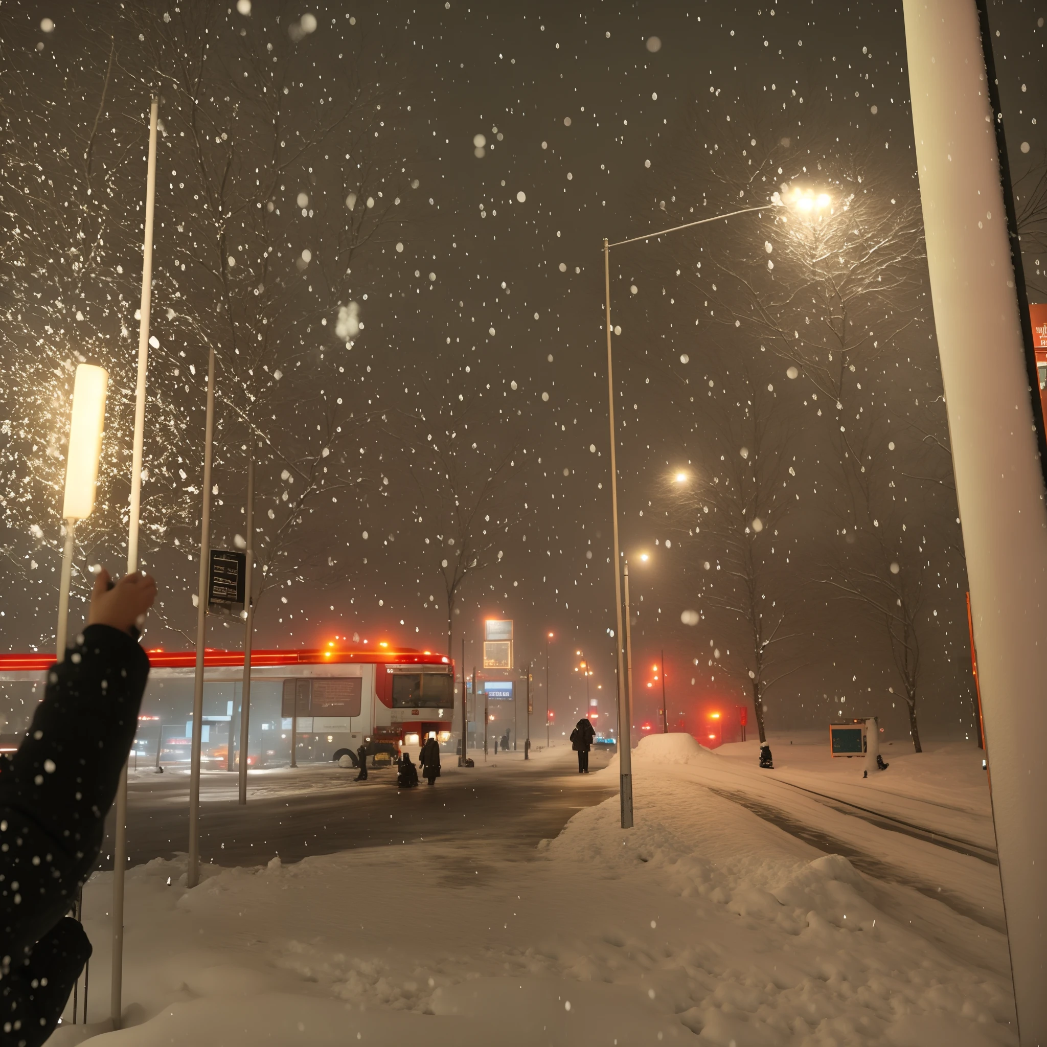 Snowy night scene of people waving in the wind, It snows in the city,It snowed a lot, in the middle of a snow storm, snowfall at night, snowing outside, snowy night, perfect lighting in a snow storm, Blizzarding, Blizzarding, heavy snow fall, only snow i the background, stormy snowy weather, Cold snow outside, Snow is falling, during snowfall