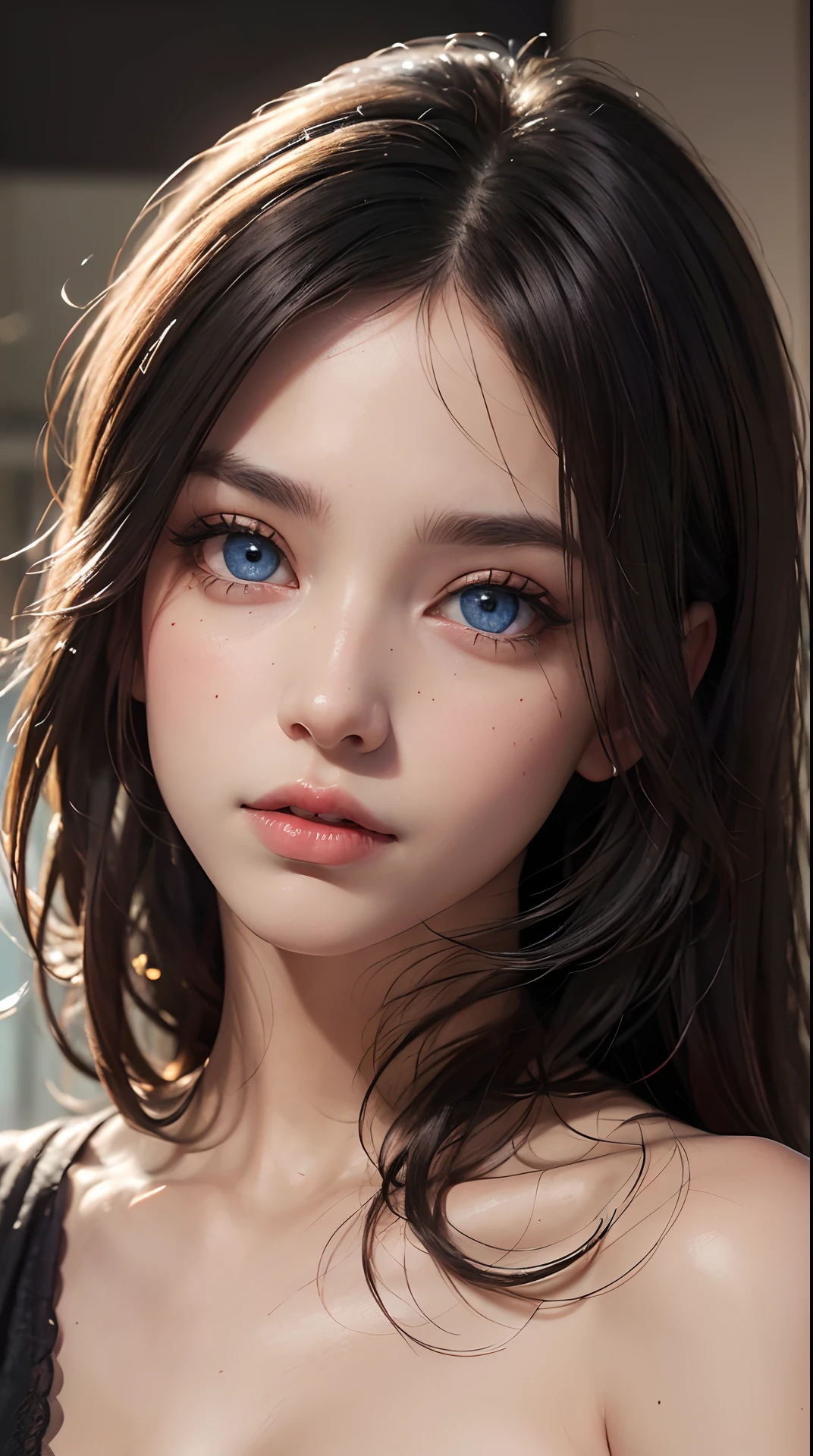 (8k, RAW photo, photorealistic: 1.25), (lip gloss, eyelashes, smiling, bright face, glowing skin, best quality, ultra high resolution, depth of field, chromatic aberration, caustic, wide lighting, natural shading) looking at the viewer with a serene bliss, diffused light, 1woman, (Ultra realistic, high res), (highly detailed eyes, highly detailed hair, highly detailed face, highly detailed plump lips), (off shoulder with open breasts), breasts, upper body, caute smile, (best quality:1.4), Raw photo, (realistic, photo-realistic:1.37), professional photography, cinematic light, (fine face: 1.2),fashion model 20 years old, cute, [[[[pure eyes]]]], [[[[closeup]]]], [[[[chest]]]], [[[[neck]]]], [[[[shoulders]]]], perfect eyes, perfect iris, perfect lips, perfect teeth, perfect skin, soft front light, glow, HDR, (muted colors:1.2), Retrato da mulher、white skin、((cabelo Castanho ondas suaves)) Best Blanco Romantico、8K resolution、Frente Illuminada、American girl portrait、solo、20-year-old、beautiful face、Upper body、medium side cut、beautiful black hair、beautiful little face woman, solo,　black theme,　look at the audience,one woman, It&#39;s real, Wolfzan-6500-V1.3, anime、anime style、beautiful diamond eyes、20 year old american girl、braided hair、swimsuit、portrait beautiful detailed woman, very detailedな青い顔, Reality, beautiful narrow blue eyes, huge file size, Super detailed, High resolution, very detailed, highest quality, masterpiece, An illustration, very detailed, ticker, Unite, 8K painting wallpaper, fine, fine details, masterpiece, highest quality, Hvery detailed ticker uniform 8K wallpaper, face light movie lighting、cute blouse, dark background, oil, masterpiece, diffused soft film lighting, Portrait, highest quality (perfect face:1.4),stunning girl pictures,(8K and、photorealistic:1.25) 、(lip gloss、eyelashes、shiny face、shiny skin、highest quality、超High resolution、Depth of the bounds written、chromatic aberration、caustic road lighting、natural shading、sexy 1girl, Extremely cute,