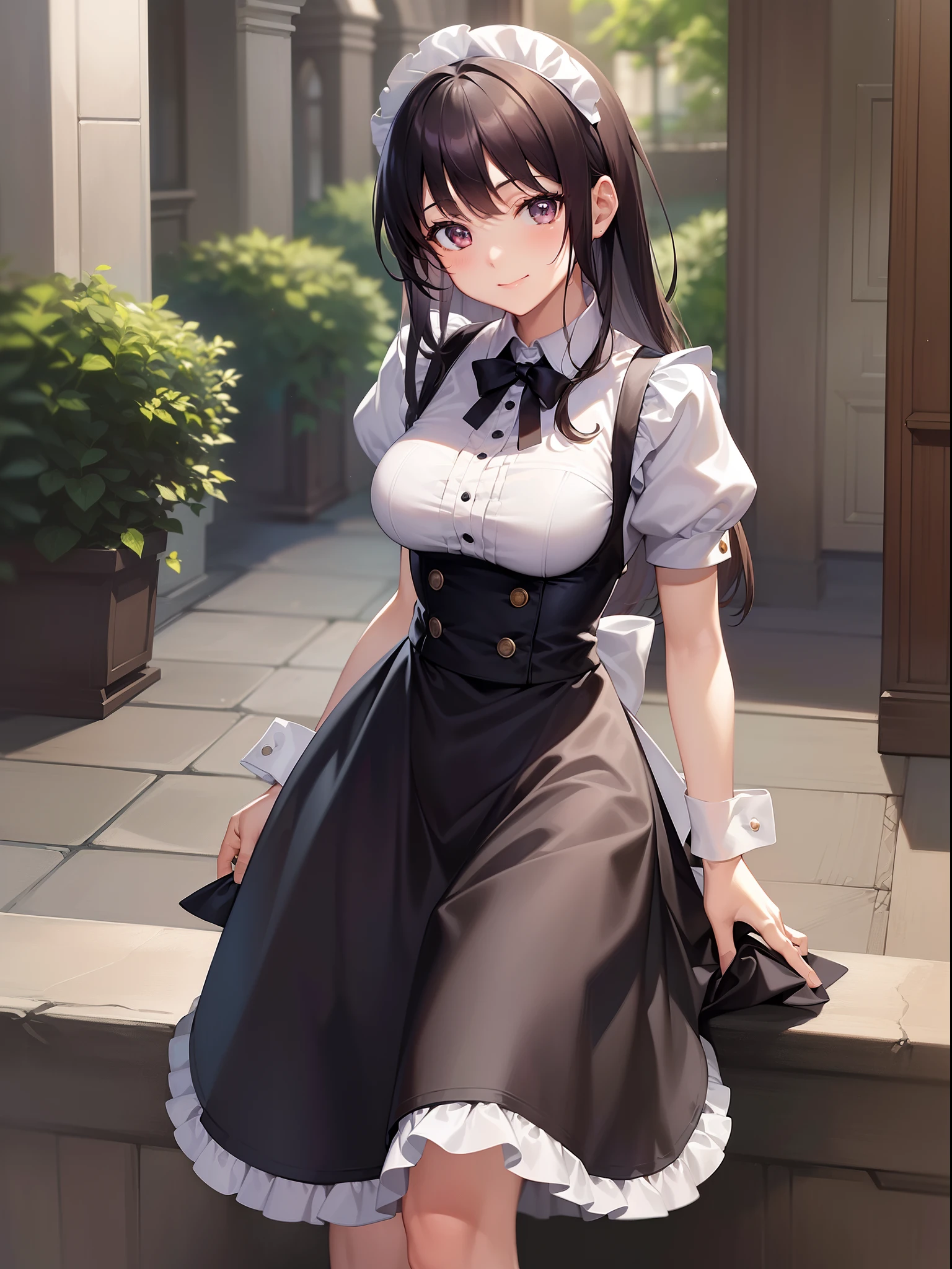 ((Finest quality)),(超A high resolution),(ultra-detailliert),((Best Anime)),sharpnes,clear,The Art of Phenomenal Depictions,(1 adult female),(Maids,long  skirt,A slight smil:1.4)