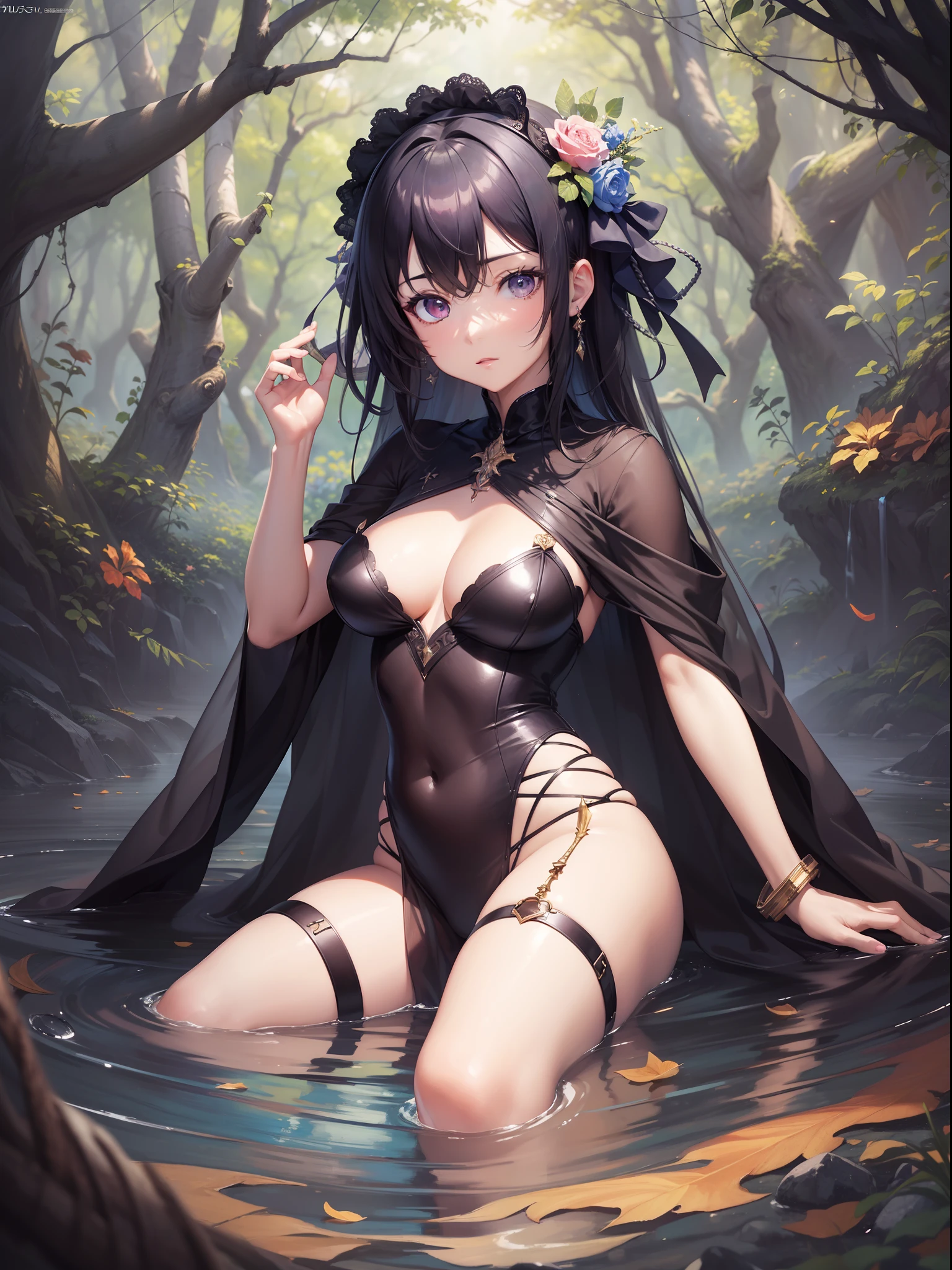 ((Finest quality)),(超A high resolution),(ultra-detailliert),((Best Anime)),sharpnes,Clear,The art of astounding depiction,(1 adult female,painter),canvas,Vast nature