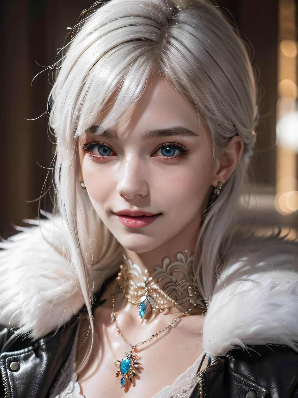 1girl, Fantasy, Beautiful jungle backround, Blue eyes detail, Beauty face, White hair color, Black Outfit, Cat ears, Realistic, Ultra detail, Same outfit detail, same pose detail, 8k Pixel detail, 70mm lens
