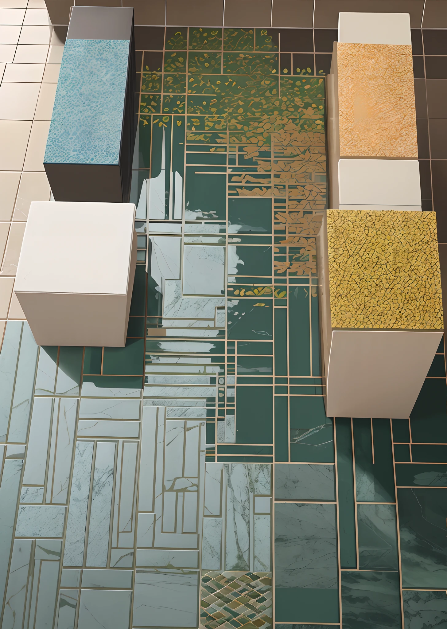Four seasons floor tile mosaic