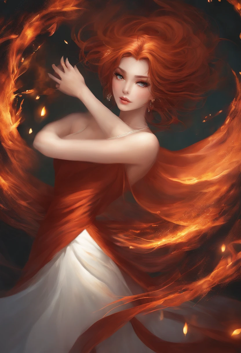 garota ruiva de anime com poderes de fogo