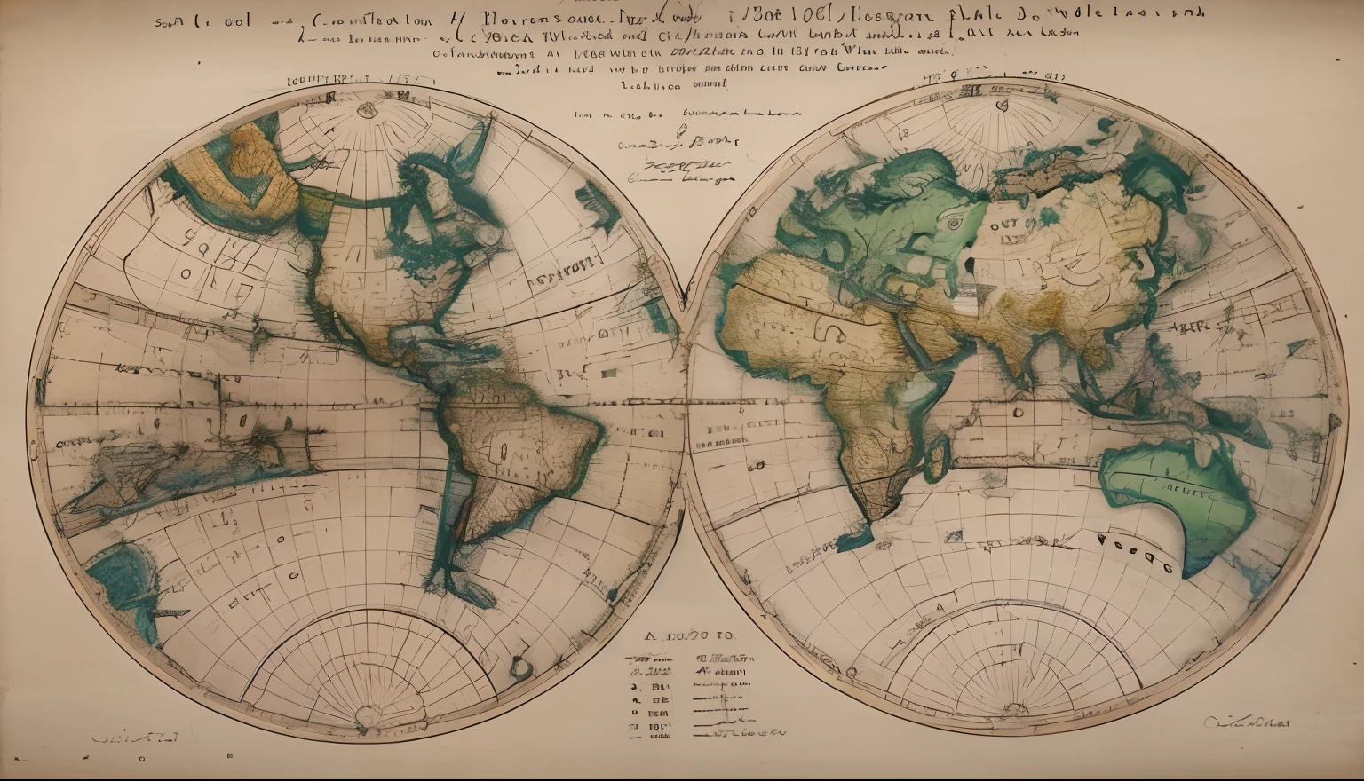 a colorful close up of a map of the world with a circle of the world, 1 7 0 0 s atlas, north hemisphere, 1 6 9 5, 1759, engraving from 1700s, 1683, several continents, 1792, 1 7 8 0, 1789, 1 7 9 5, atlas