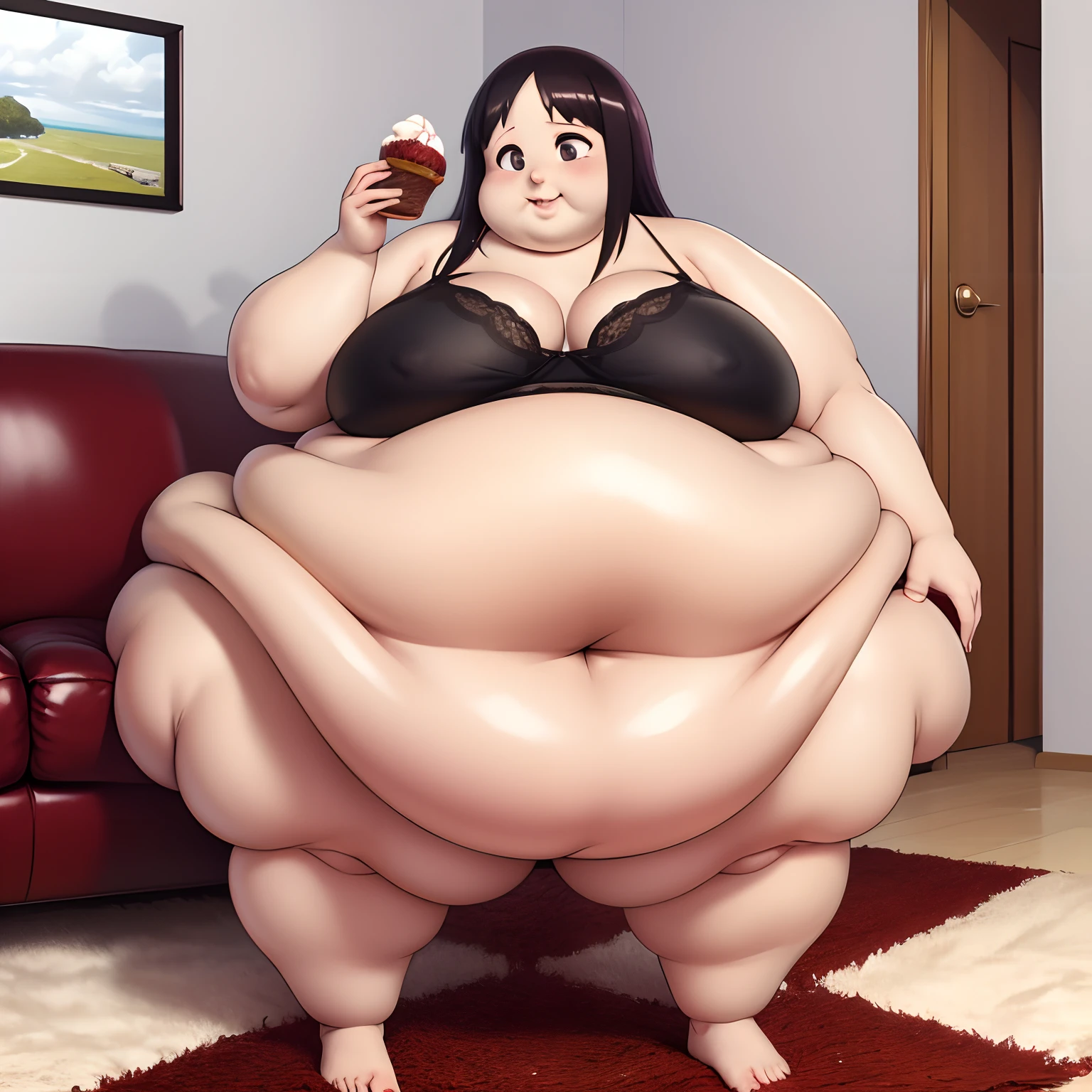 kaguya shinomiya (love is war) Gorda, brazos obesos, estomago obeso, piernas obesa, papada, gran pansa, Fat motionless, morbidly obese, mala salud, poor anatomy, gota, super gross proportions, grasa, lonjas, mal cuerpo, obesidad morbida, Muy gorda, muy gorda para caminar