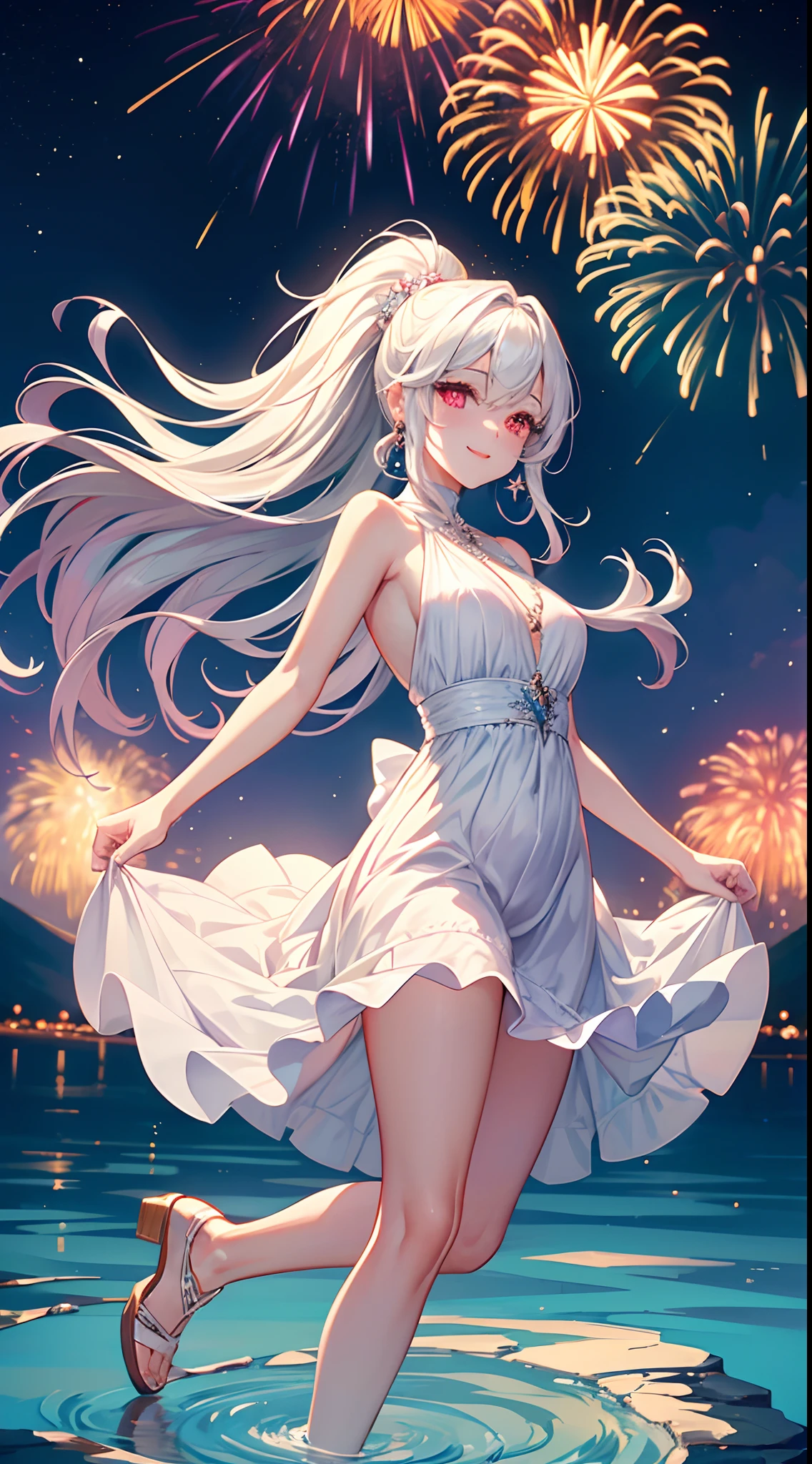 NSFW,(One Girl:1.5),miorine1、miorine rembran、Long Hair、Grey Eyes、Grey Hair、Ahoge,(Blue Party Dresses:1.5),(Perfect hands),(Perfect Anatomy),(masterpiece),(Highest quality),Embarrassed,blush,Party Venue,Luxurious mansion