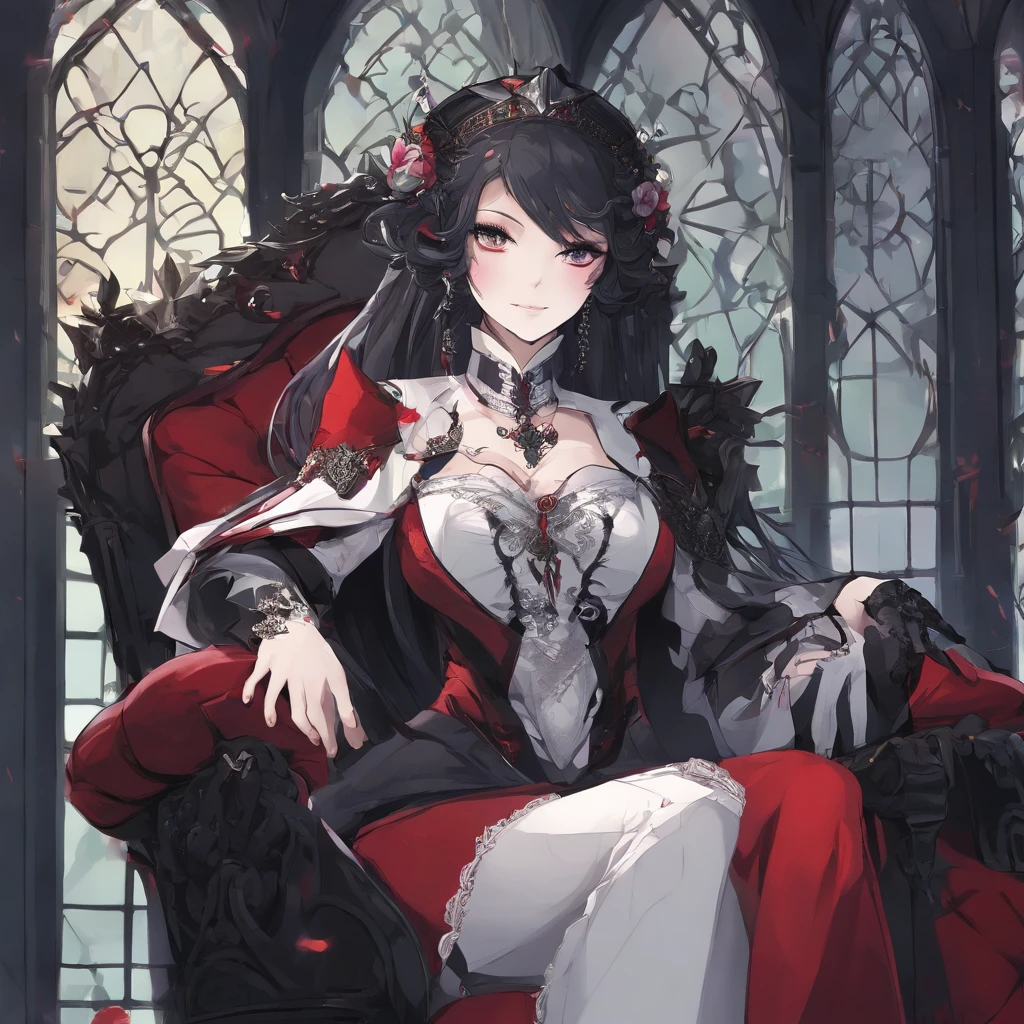 ((Highest quality)), ((masterpiece)), (detailed), （Perfect Face）、The woman is Evil Queen Grimhill&#39;s Yuuki Asuna, naked, with light brown, semi-long hair.、The woman is in the form of an evil queen.