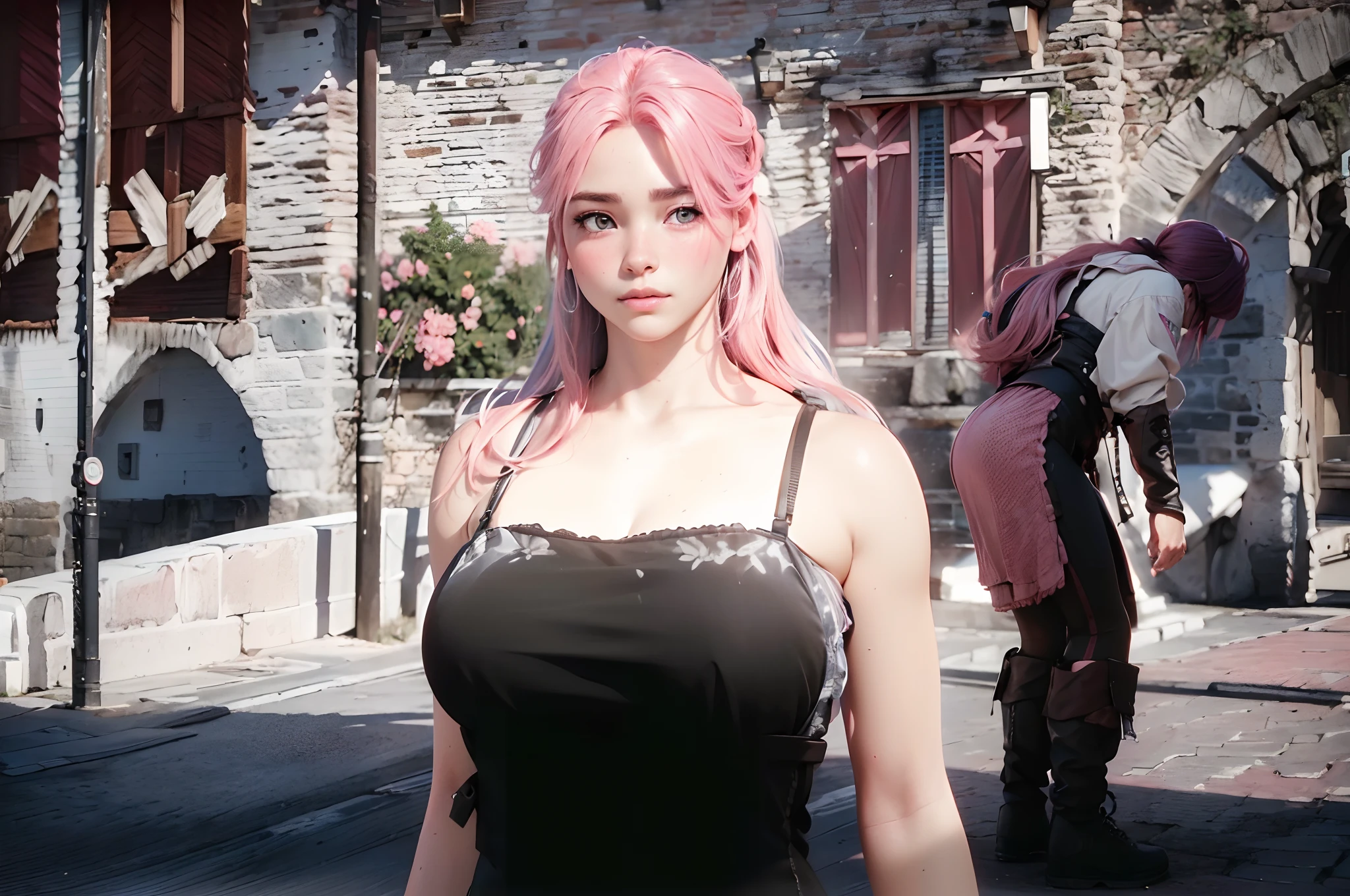 (RAW photo:1.2), ((photorealistic:1.4),(best quality:1.4),ultra high res,(detailed facial features),HDR,8k resolution, 1 girl, blush, pink hair