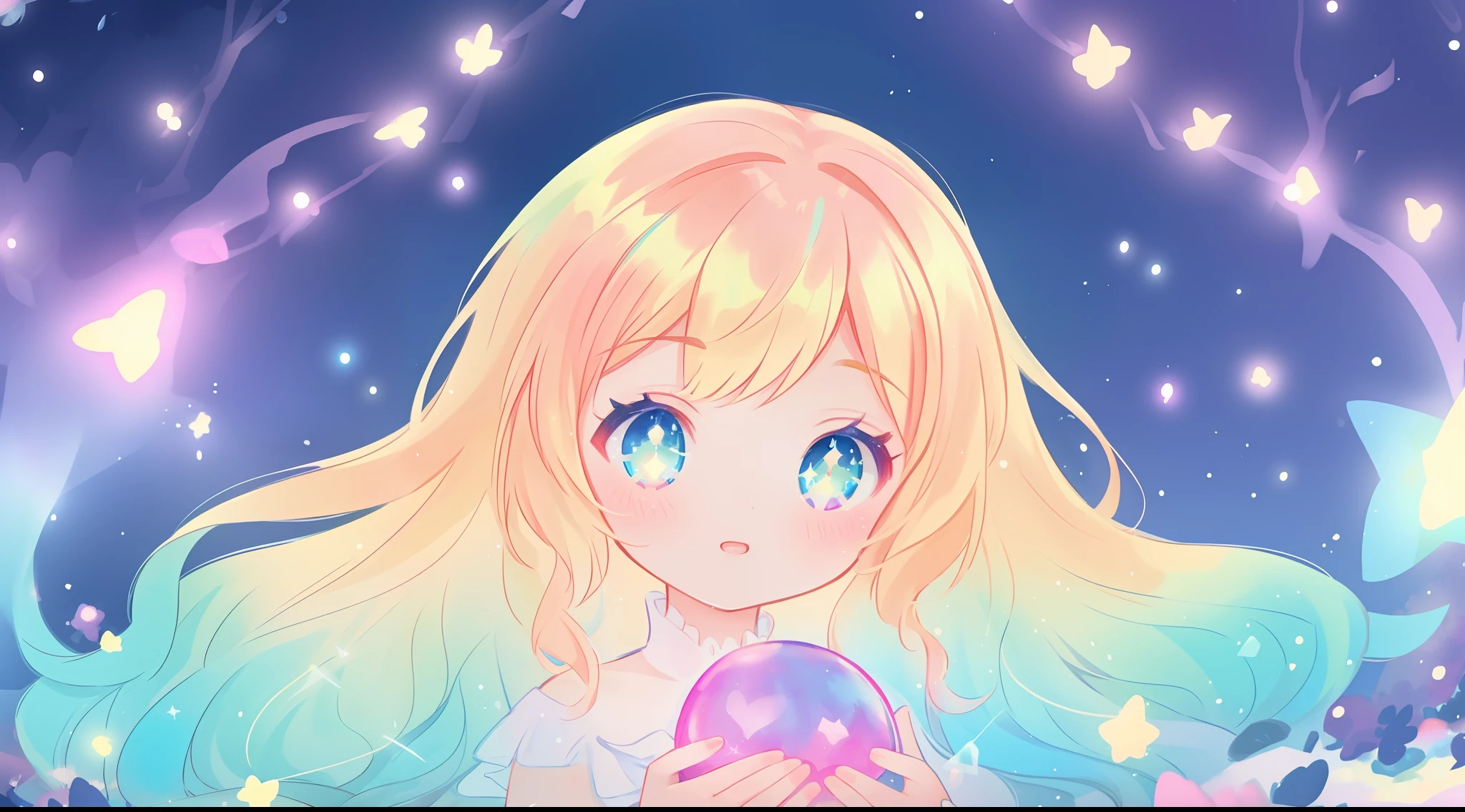 beautiful girl, puffy tiered layered ballgown, magical forest, vibrant pastel colors, (colorful), glowing golden long hair, magical lights, sparkling magical liquid, inspired by Glen Keane, inspired by Lois van Baarle, disney art style, by Lois van Baarle, glowing aura around her, by Glen Keane, jen bartel, glowing lights! digital painting, flowing glowing hair, glowing flowing hair, beautiful digital illustration, fantasia background, whimsical, magical, fantasy, ((beautiful face)), ((masterpiece, best quality)), intricate details, highly detailed, sharp focus, 8k resolution, sparkling detailed eyes, liquid watercolor