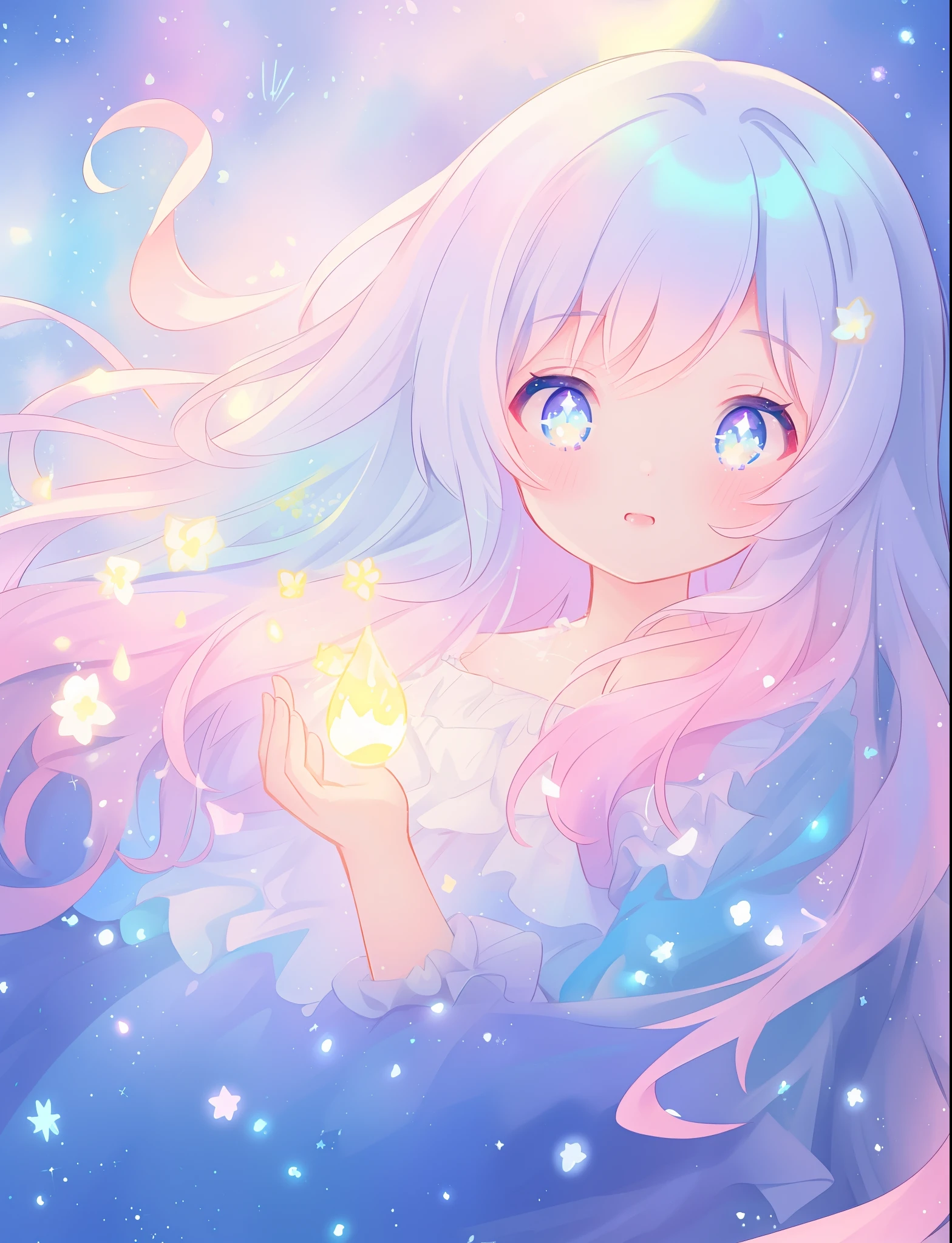beautiful girl, puffy tiered flower fairy ballgown dress, vibrant pastel colors, (colorful), glowing golden long hair, magical lights, sparkling magical liquid, inspired by Glen Keane, inspired by Lois van Baarle, disney art style, by Lois van Baarle, glowing aura around her, by Glen Keane, jen bartel, glowing lights! digital painting, flowing glowing hair, glowing flowing hair, beautiful digital illustration, fantasia background, whimsical, magical, fantasy, ((beautiful face)), ((masterpiece, best quality)), intricate details, highly detailed, sharp focus, 8k resolution, sparkling detailed eyes, liquid watercolor