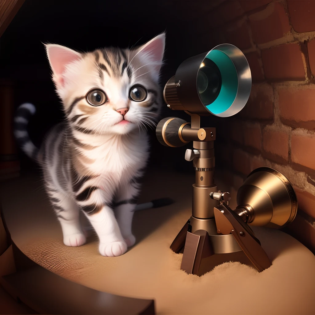 Kitten discovery telescope in basement