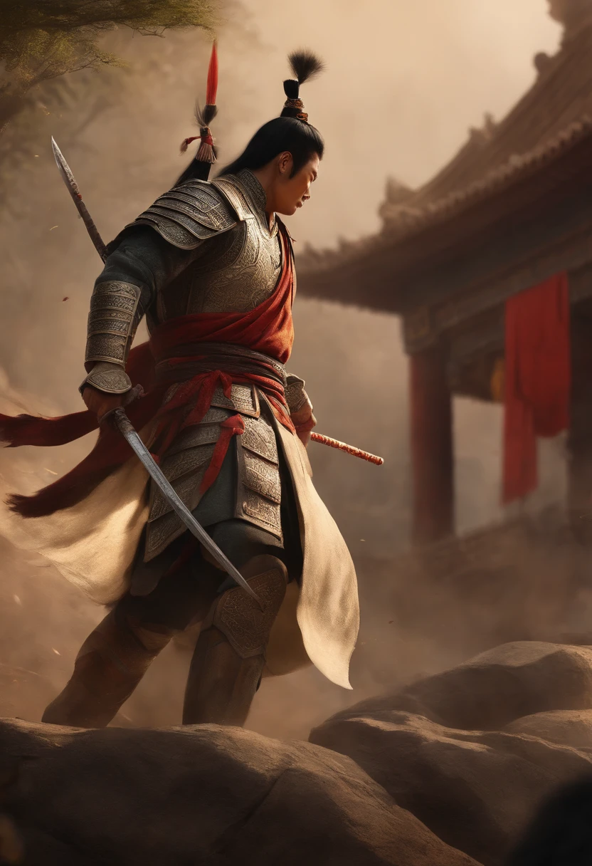 Xiang Yu is eight feet tall，Mighty and strong。He dismounted and fought，Killed hundreds of Han soldiers in one go，He was also injured in more than a dozen places。Then he killed himself with a knife。
